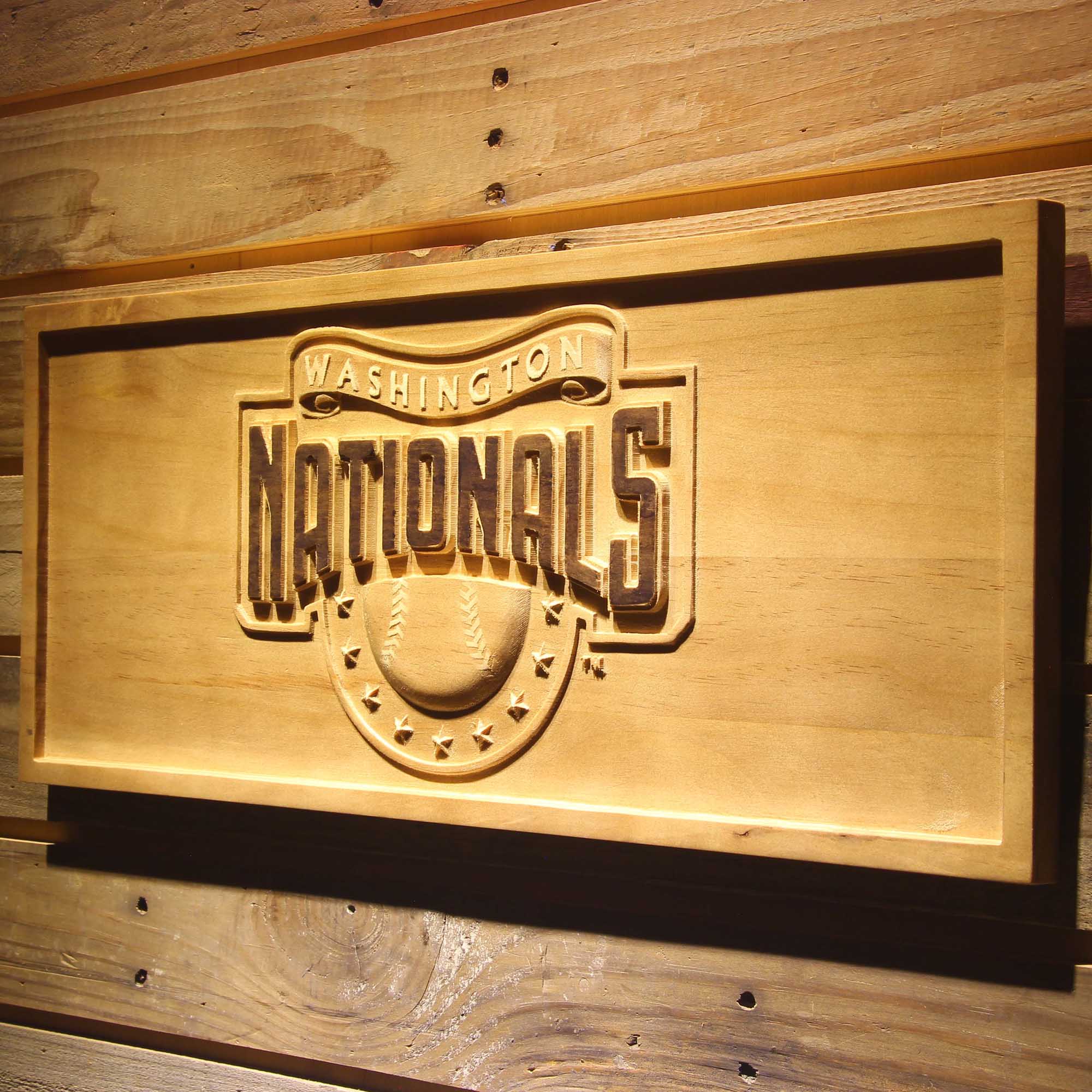 Washington Nationals 3D Wooden Engrave Sign