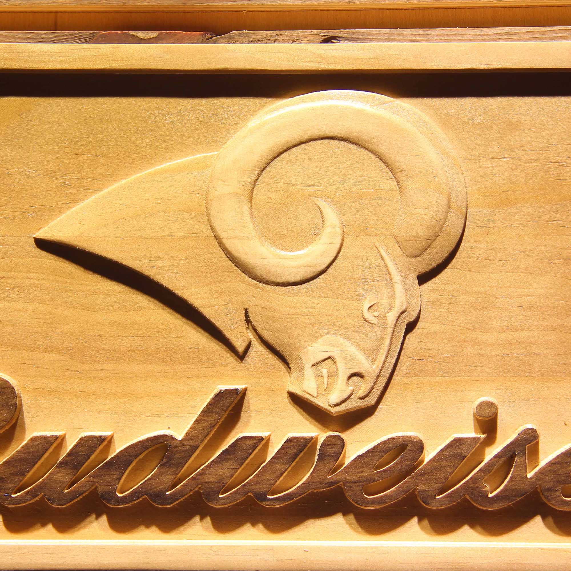 Los Angeles Rams Budweiser 3D Wooden Engrave Sign