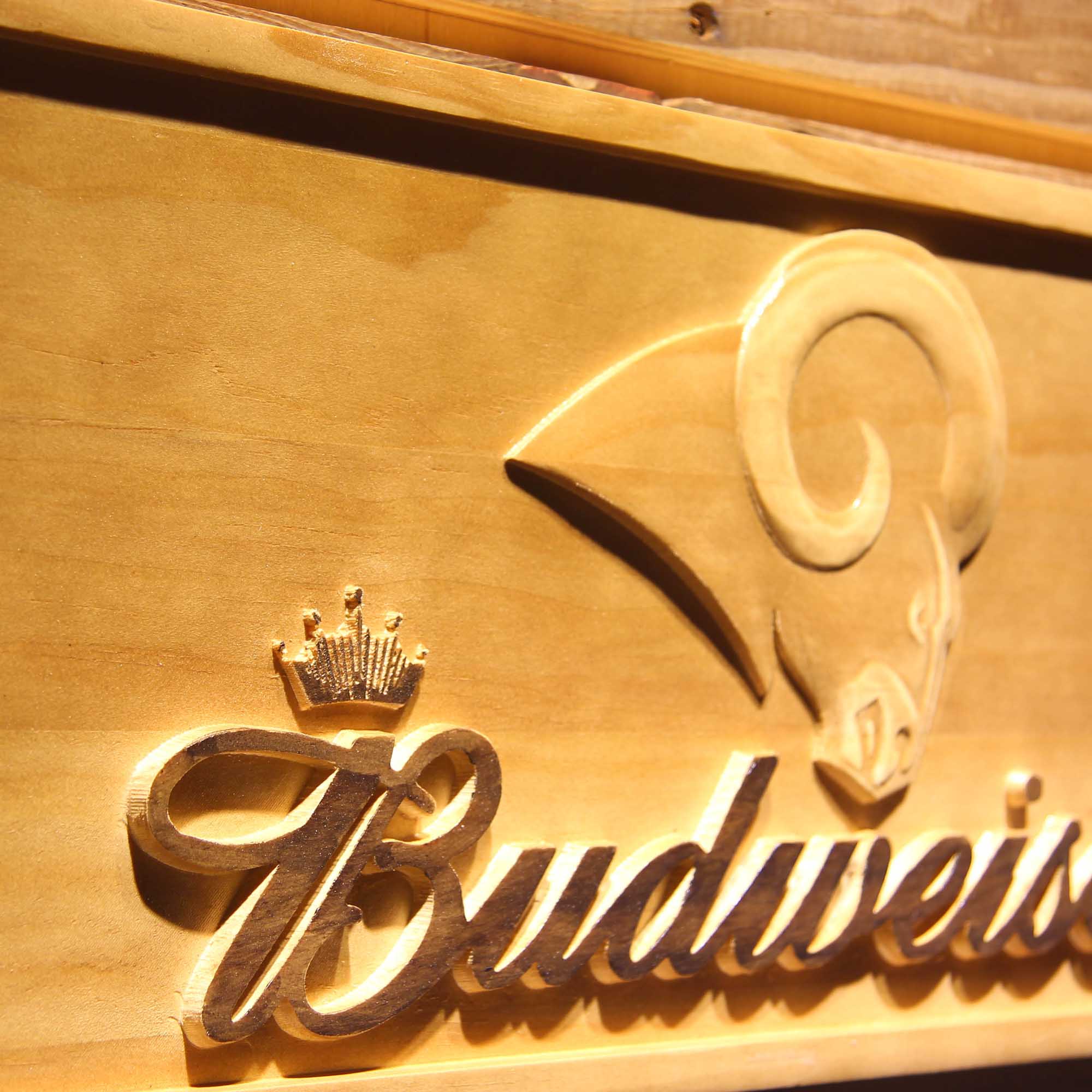 Los Angeles Rams Budweiser 3D Wooden Engrave Sign