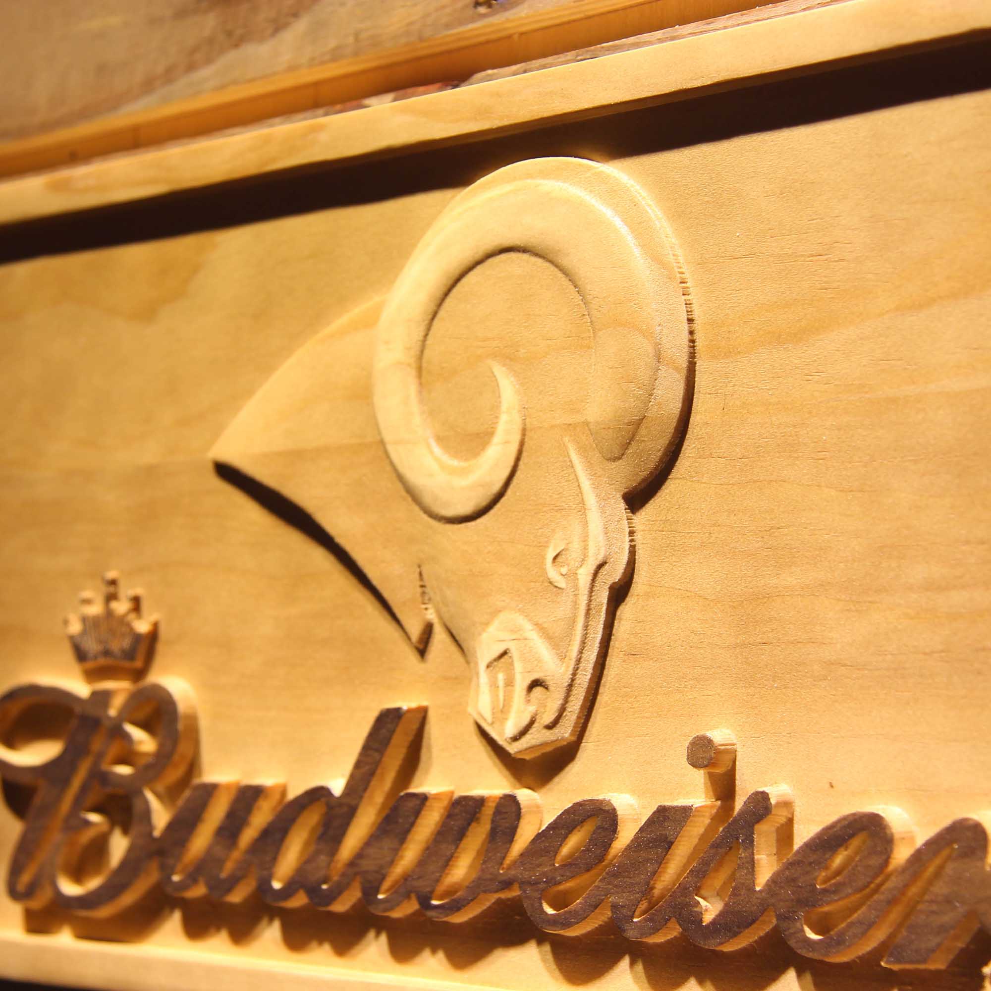 Los Angeles Rams Budweiser 3D Wooden Engrave Sign