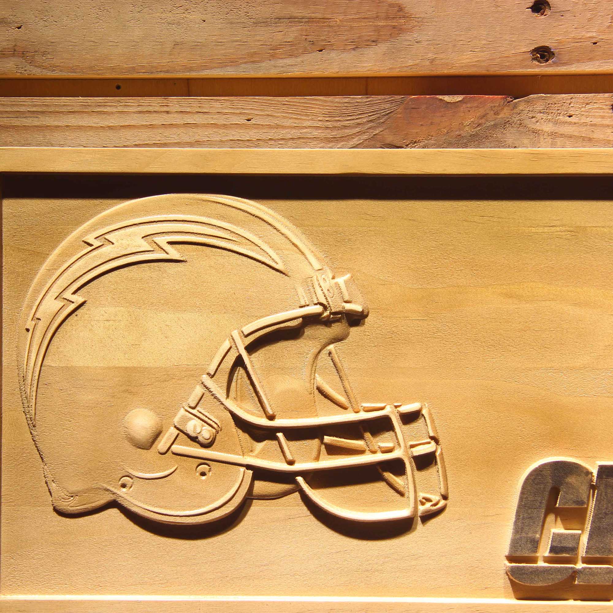 Los Angeles Chargers Helmet 3D Wooden Engrave Sign