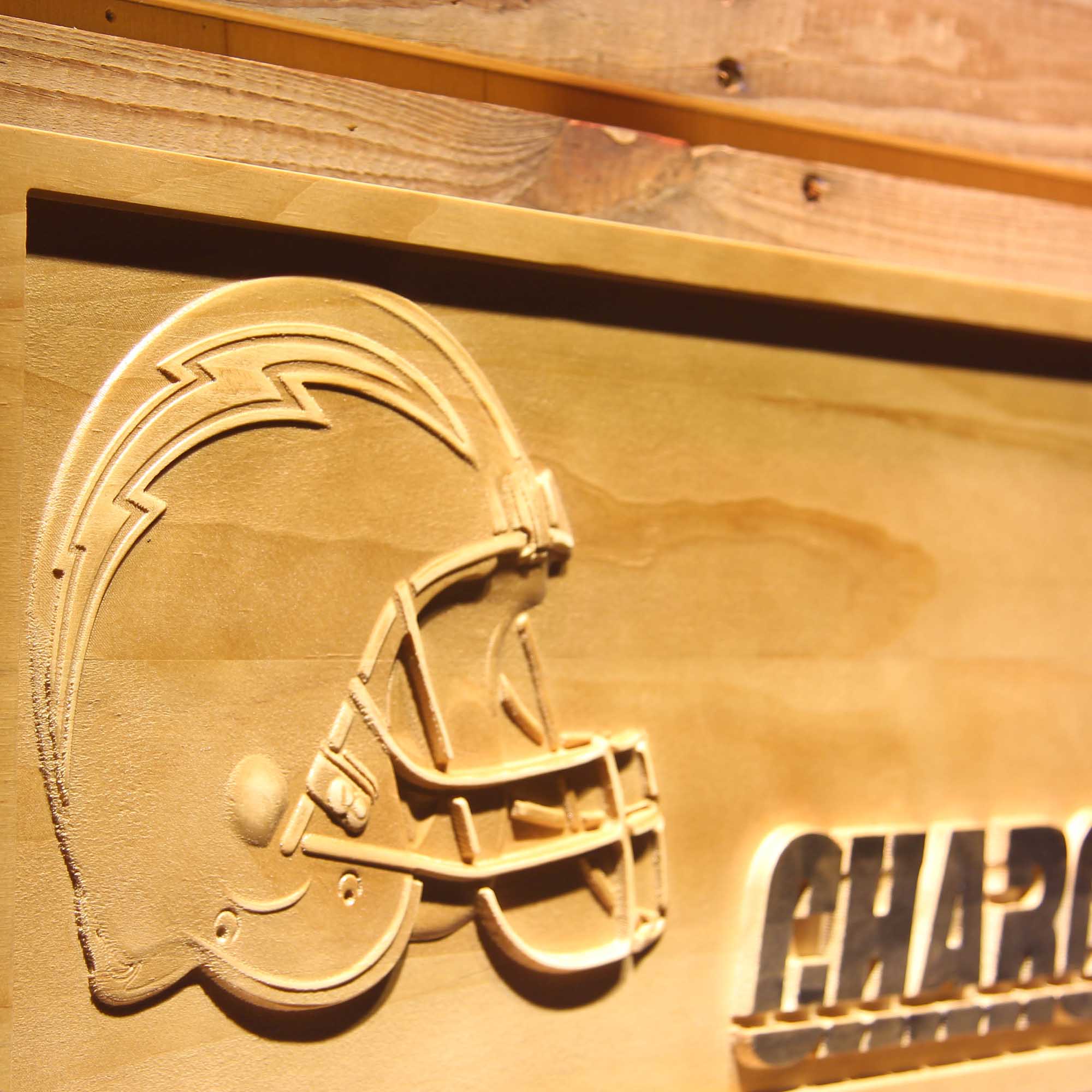 Los Angeles Chargers Helmet 3D Wooden Engrave Sign