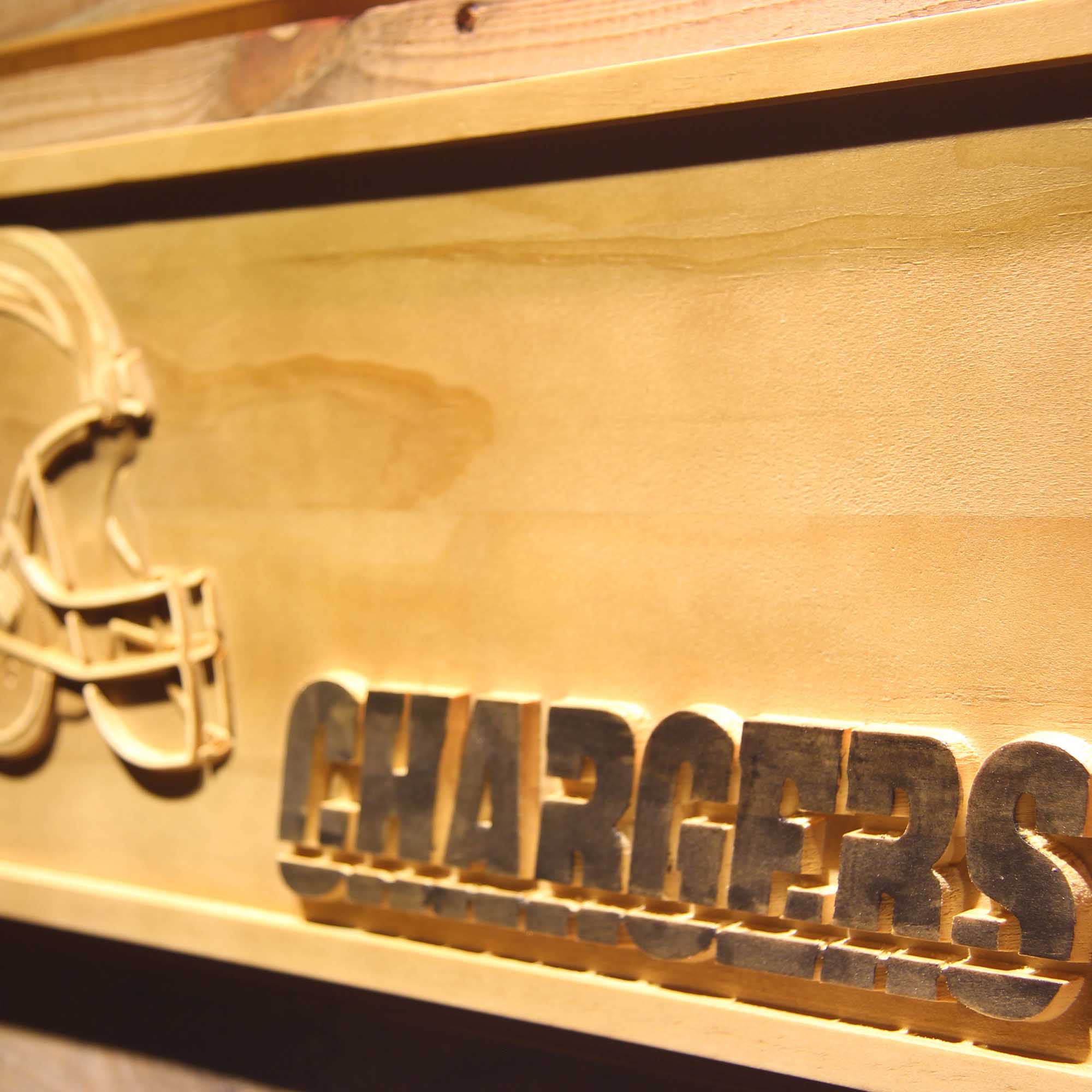 Los Angeles Chargers Helmet 3D Wooden Engrave Sign