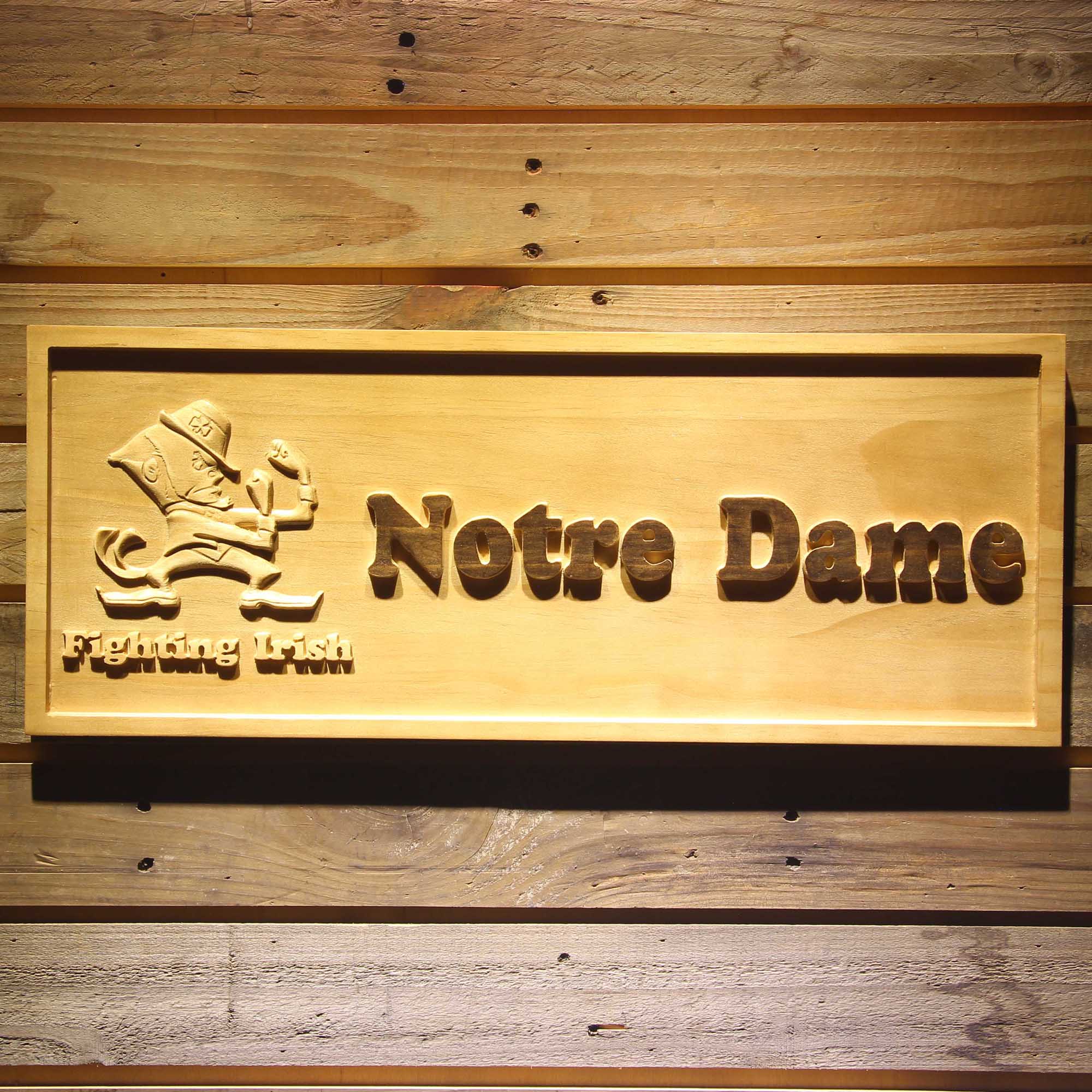 Notre Dame Fighting Irish Football 3D Wooden Engrave Sign