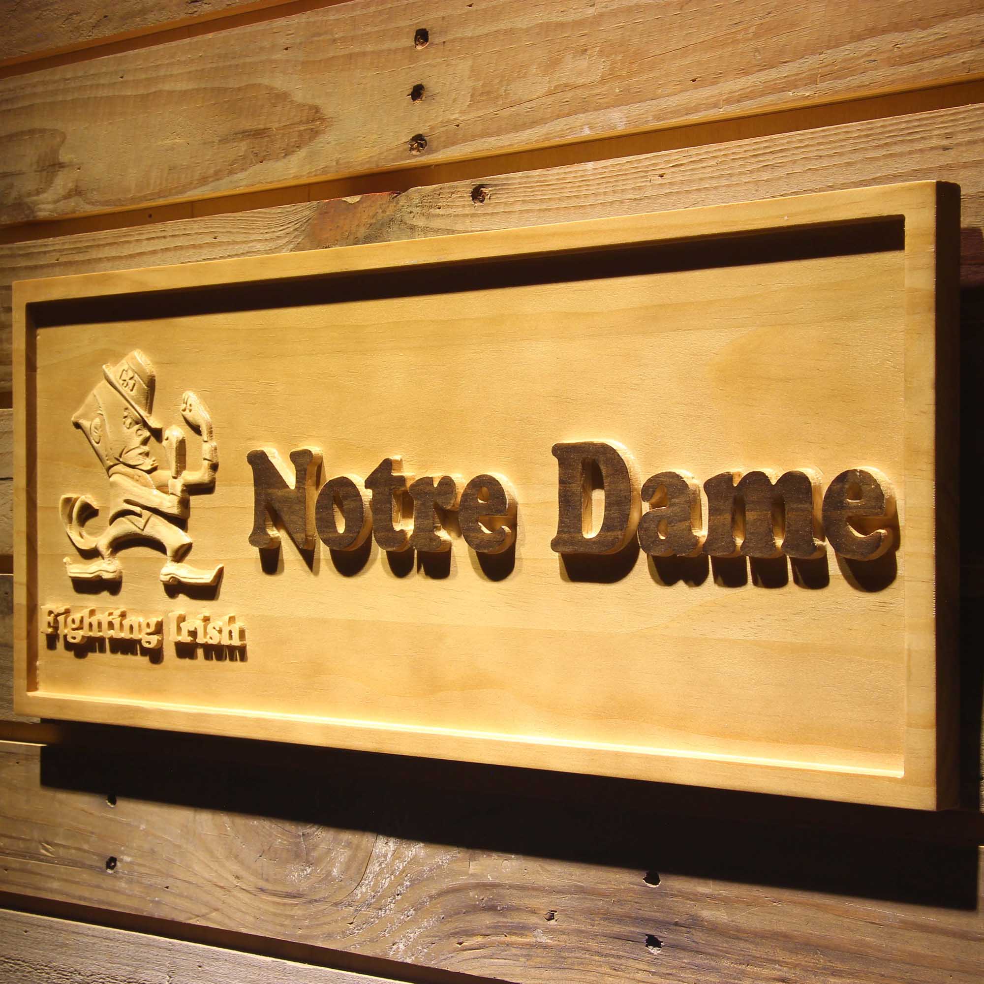 Notre Dame Fighting Irish Football 3D Wooden Engrave Sign