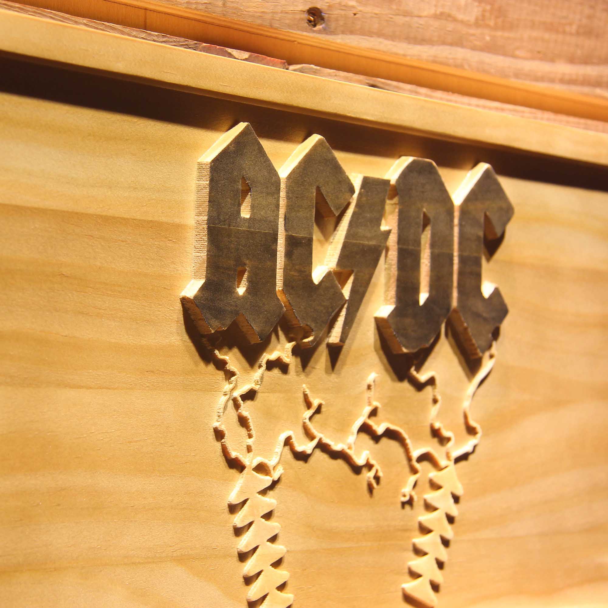 AD/DC Thunderstruck 3D Wooden Engrave Sign