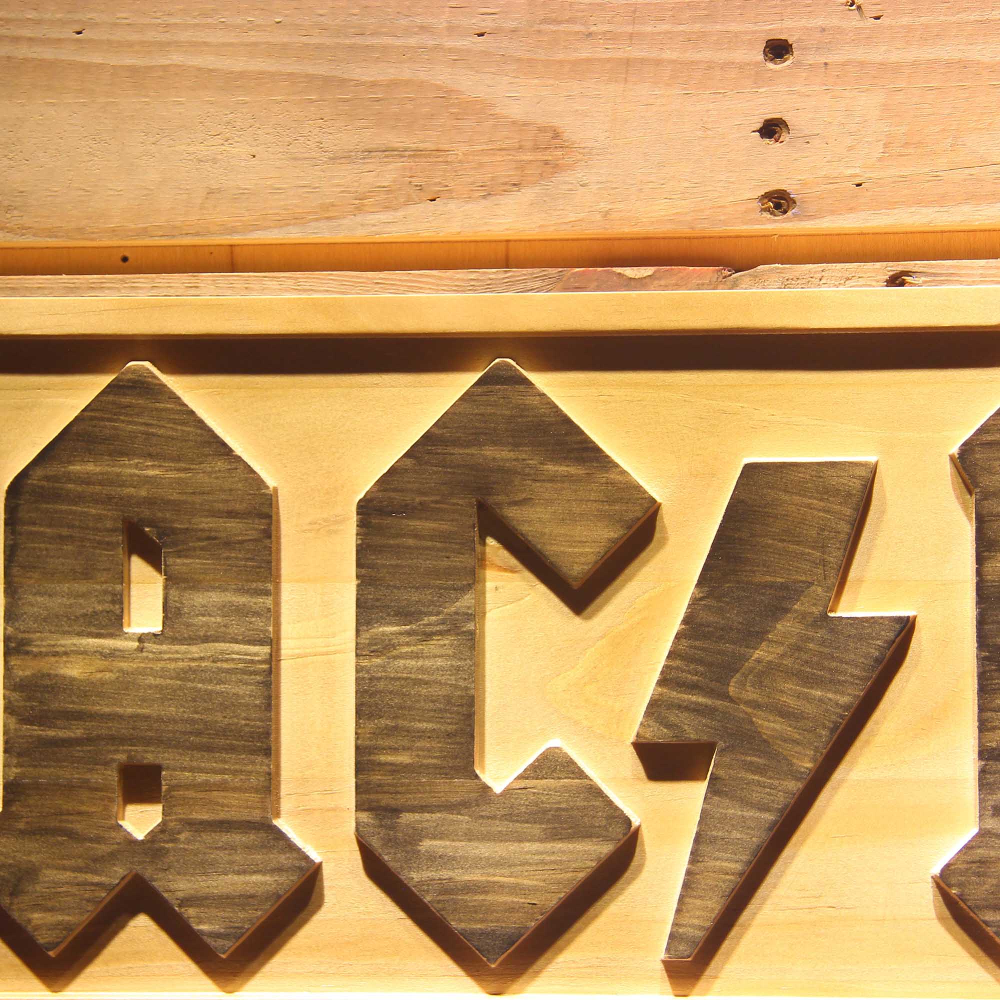 AC/DC Let There Be Rock 3D Wooden Engrave Sign