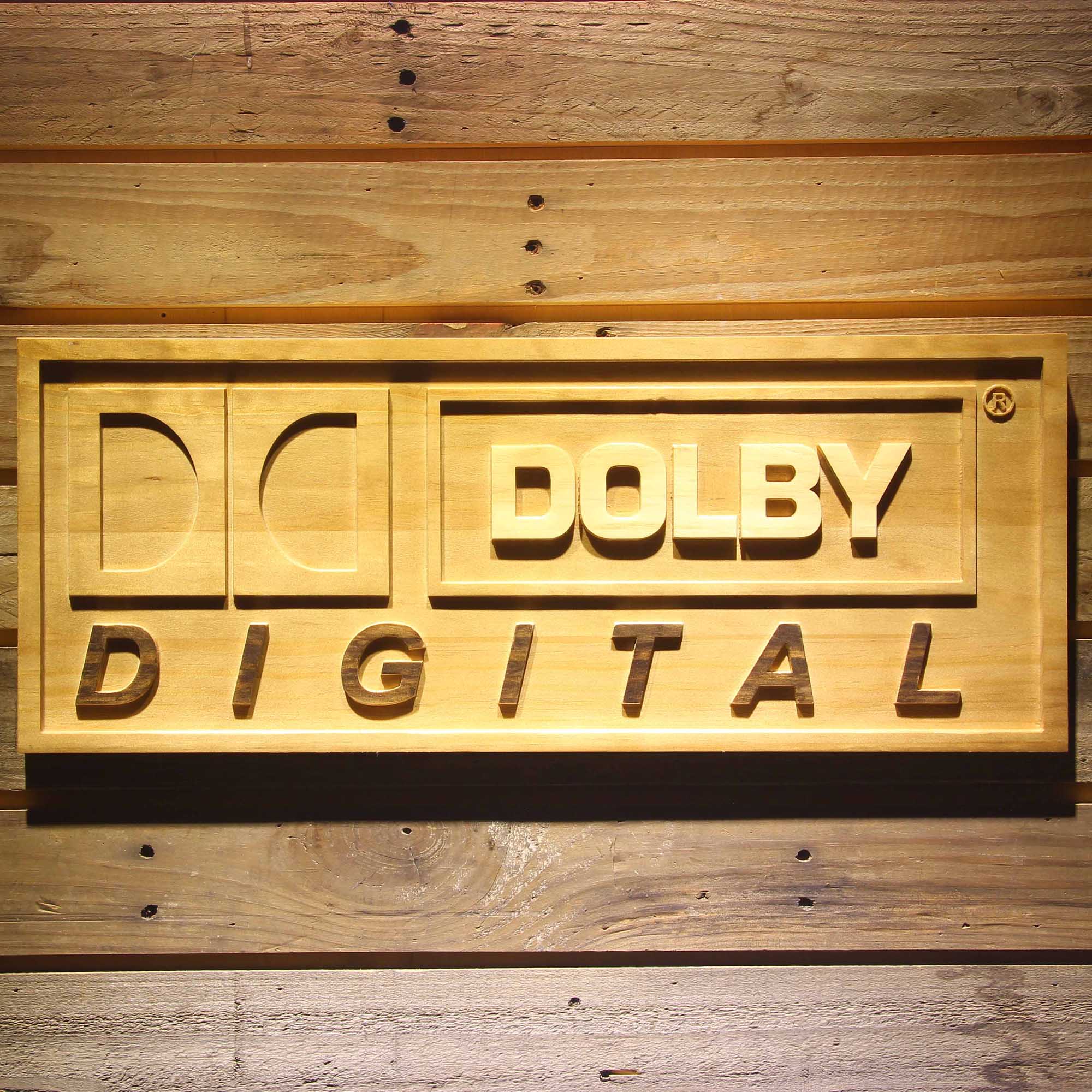 Dolby Digital 3D Wooden Engrave Sign