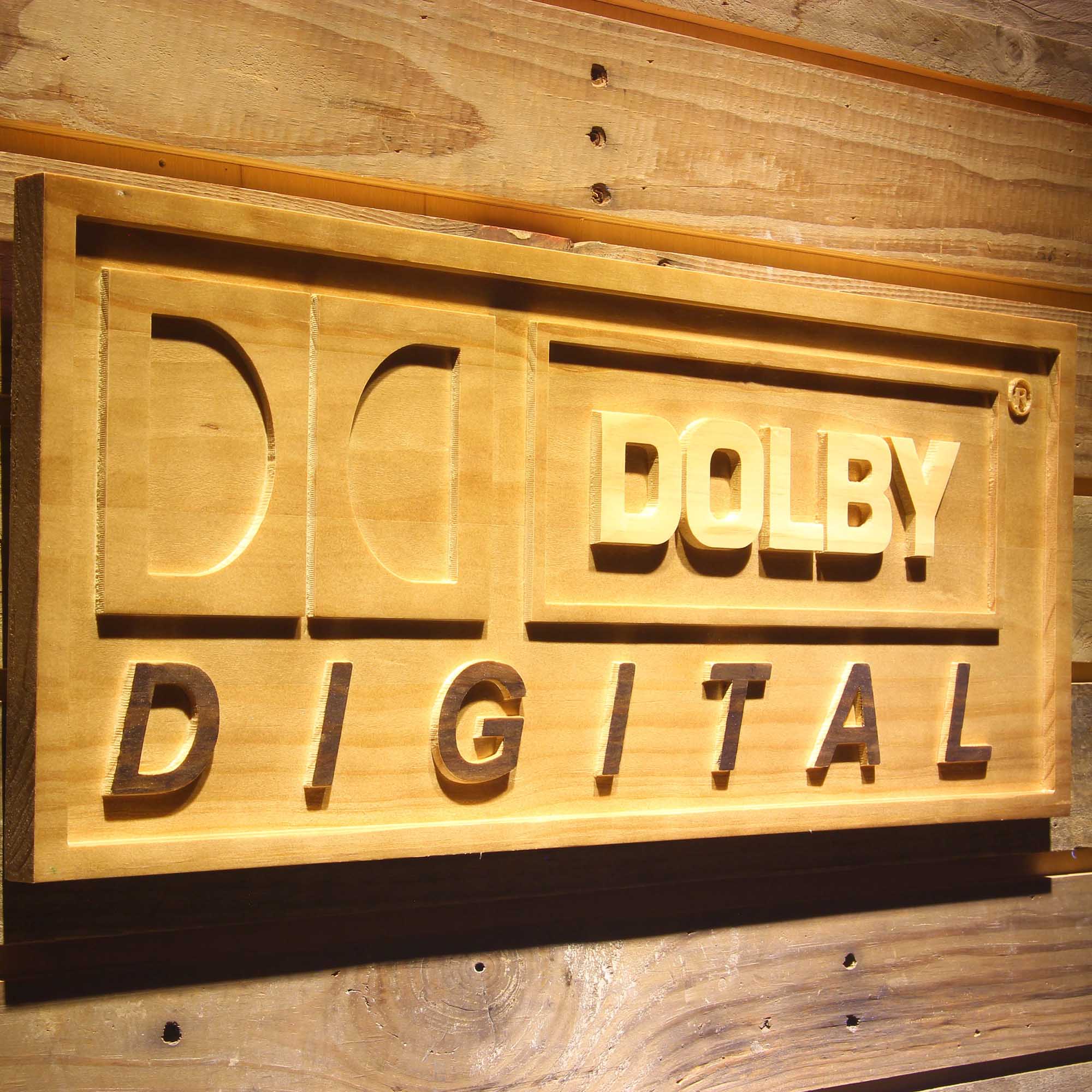 Dolby Digital 3D Wooden Engrave Sign