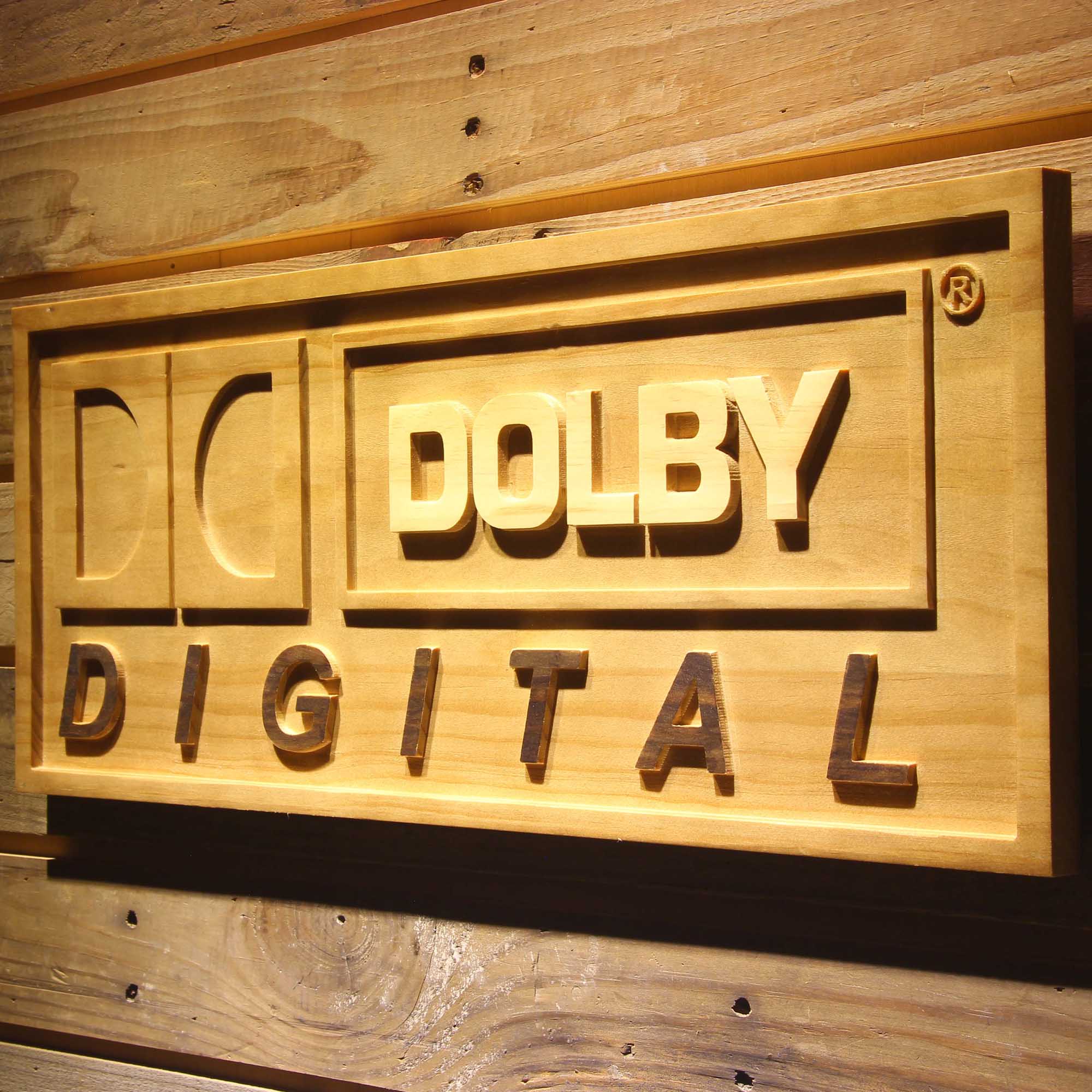 Dolby Digital 3D Wooden Engrave Sign