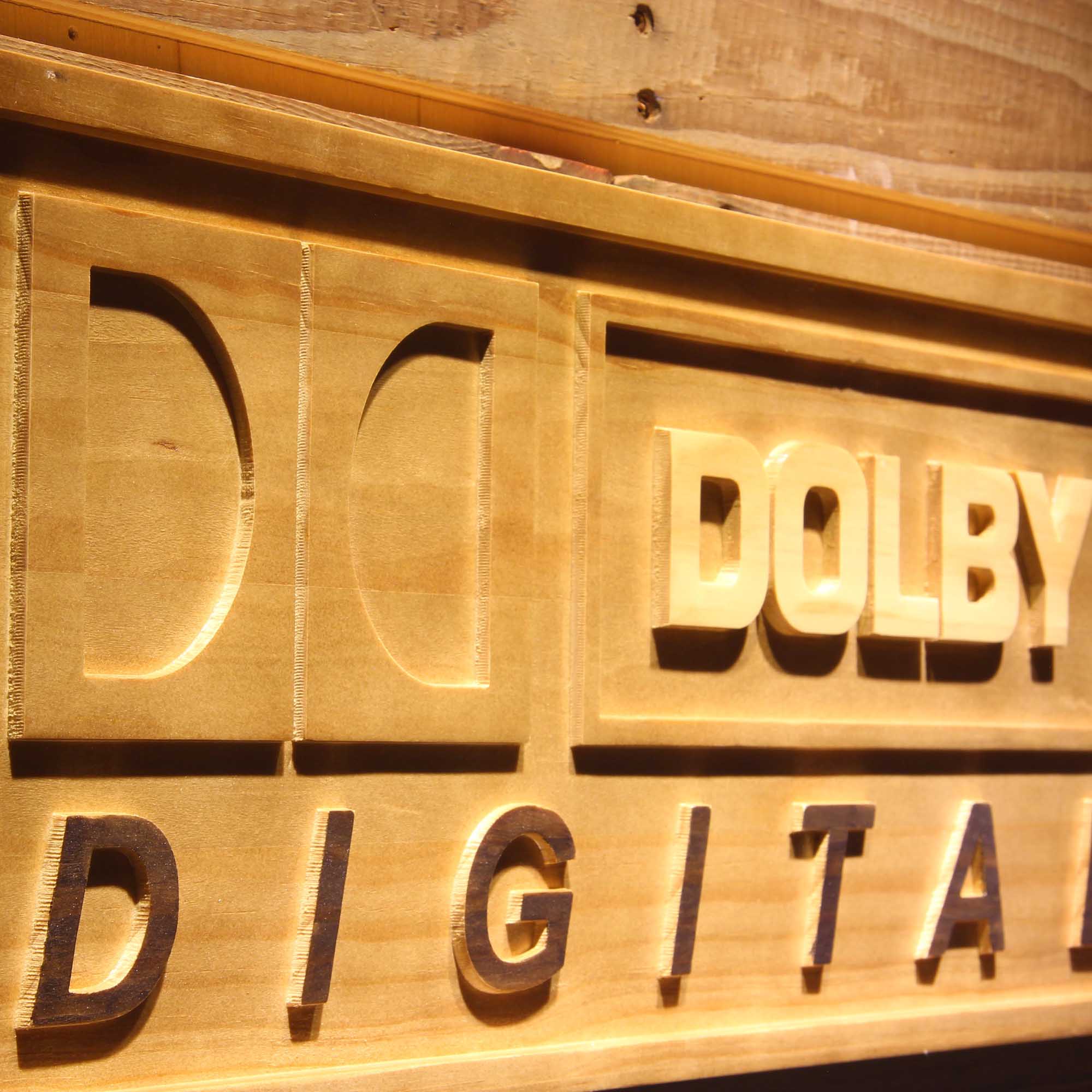 Dolby Digital 3D Wooden Engrave Sign