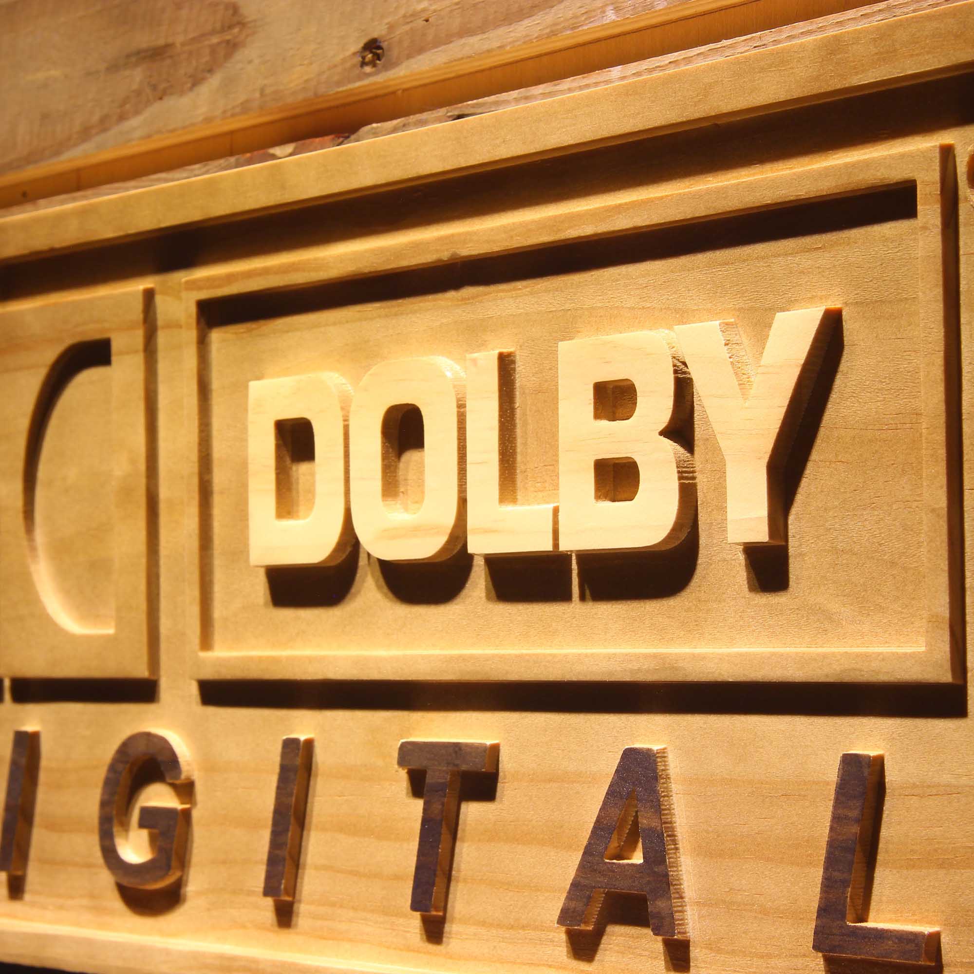 Dolby Digital 3D Wooden Engrave Sign