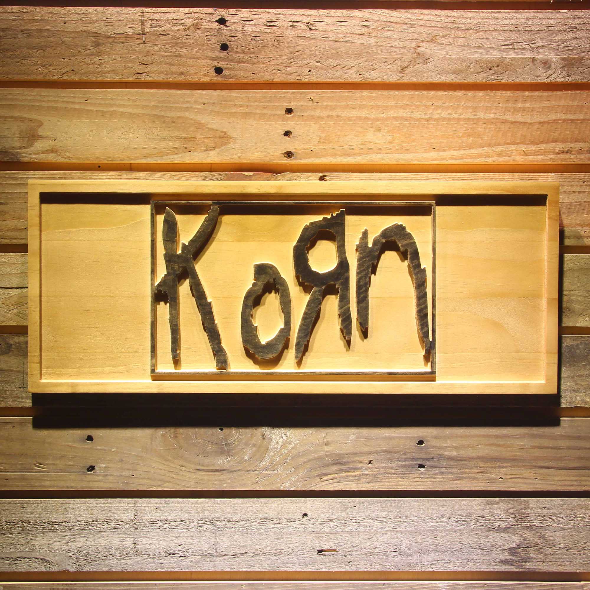 Korn 3D Wooden Engrave Sign