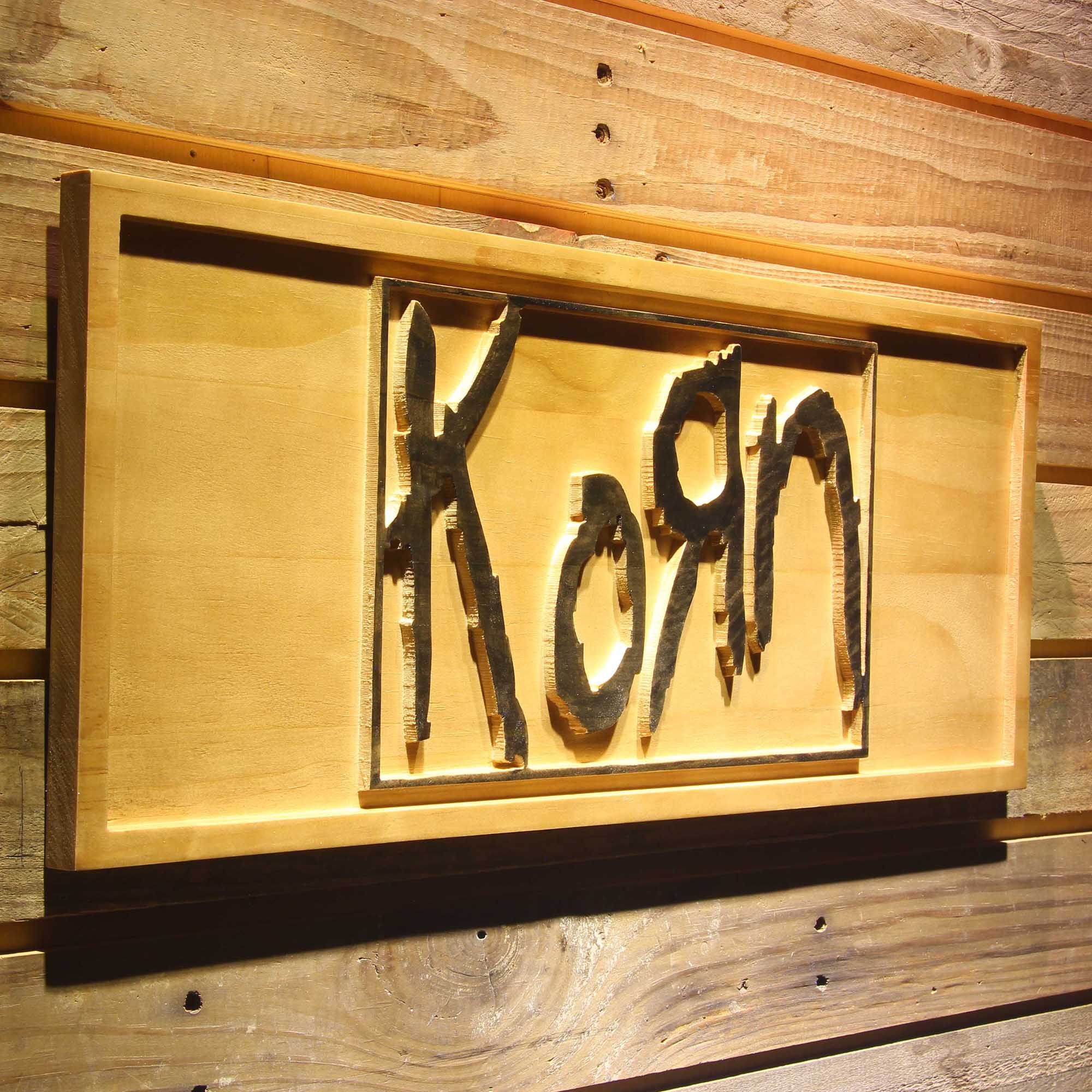 Korn 3D Wooden Engrave Sign