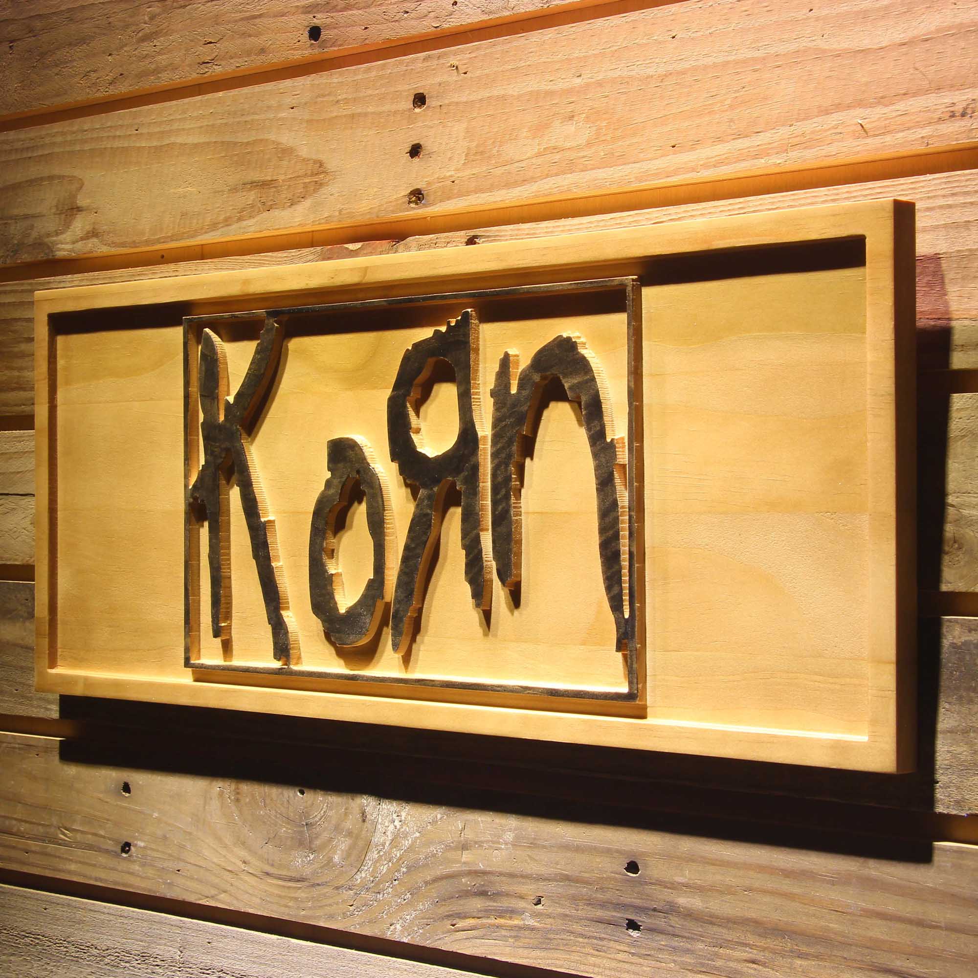 Korn 3D Wooden Engrave Sign