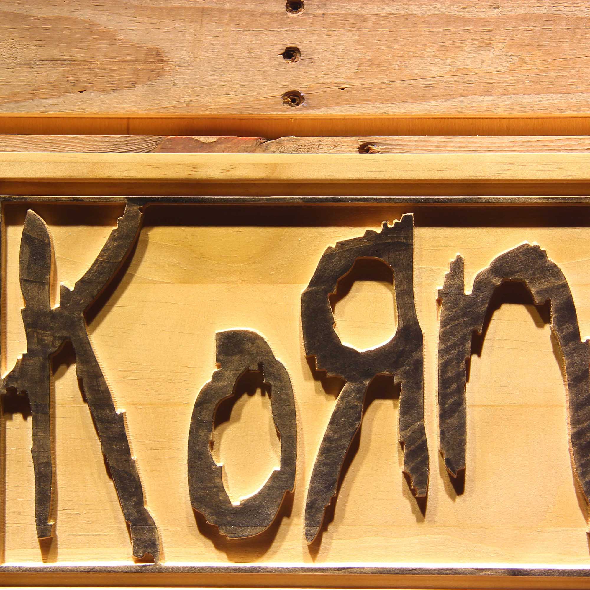 Korn 3D Wooden Engrave Sign