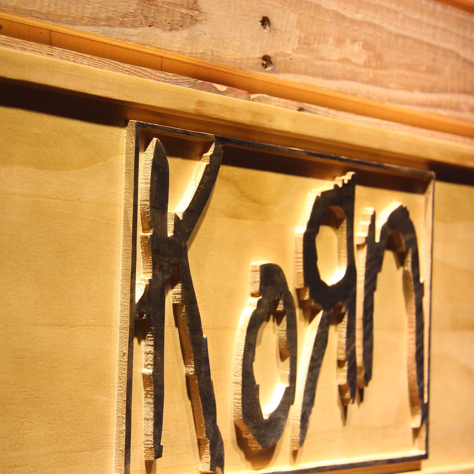 Korn 3D Wooden Engrave Sign