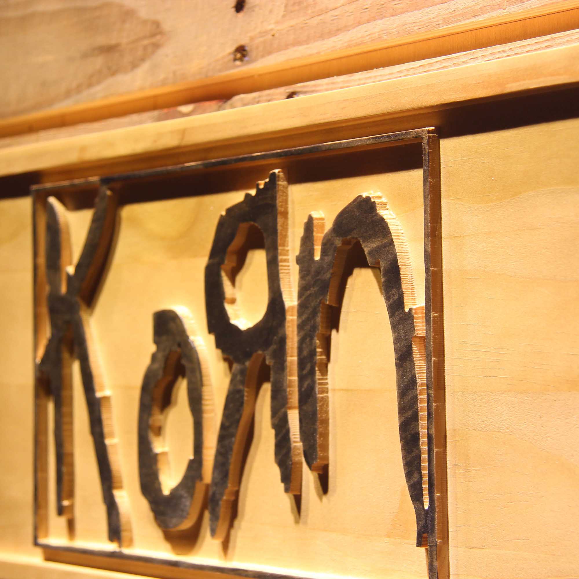 Korn 3D Wooden Engrave Sign