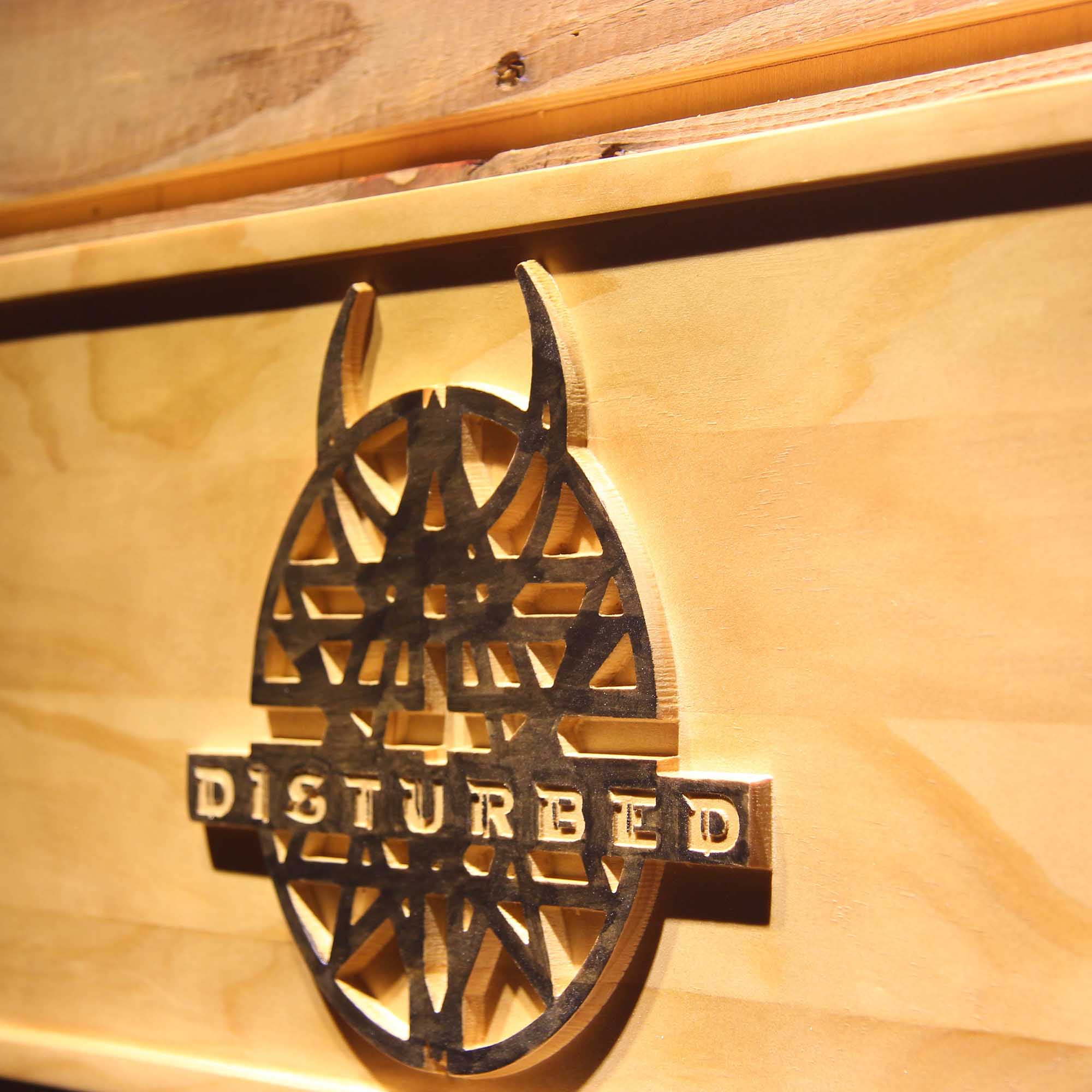 Disturbed 3D Wooden Engrave Sign