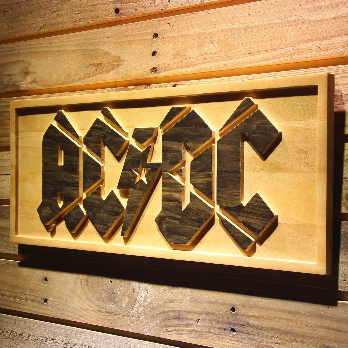 AC/DC Wooden Sign | LEDLABCAVE
