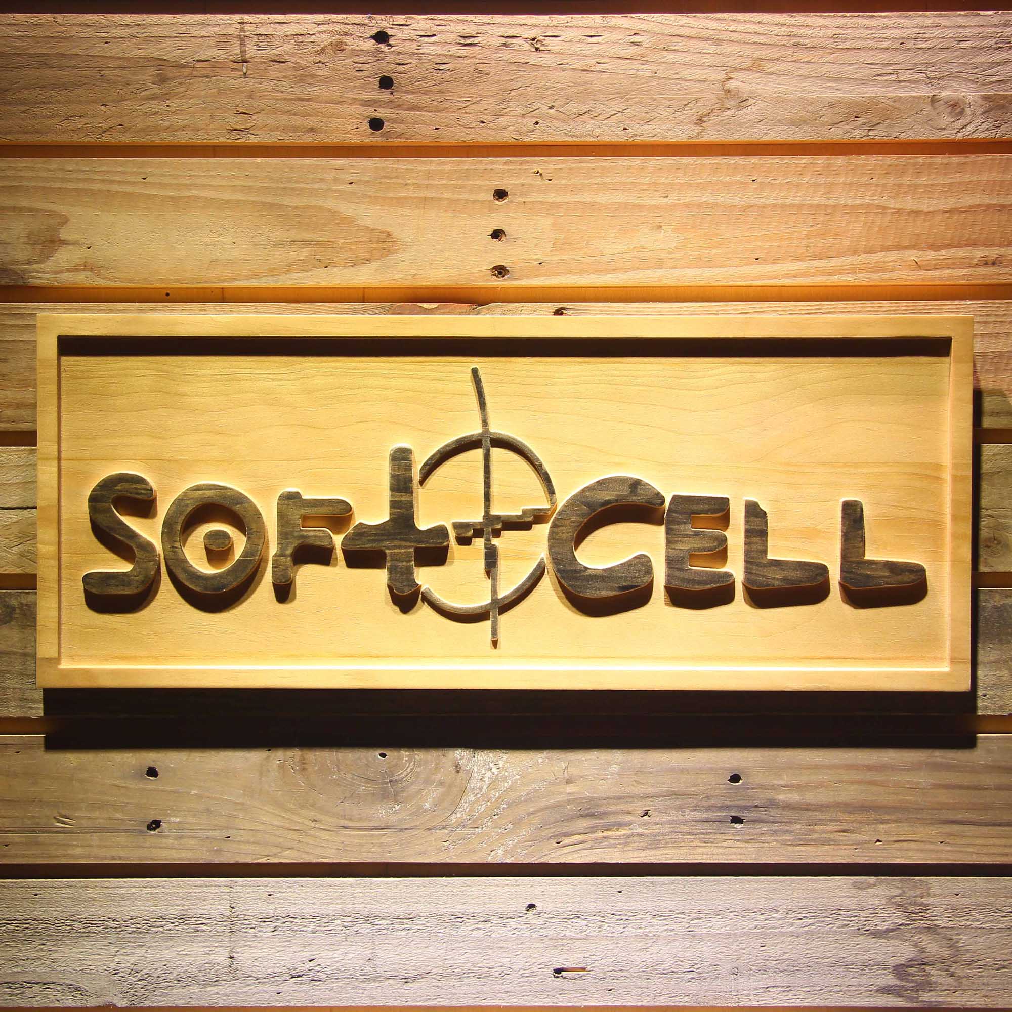 Soft Cell 3D Wooden Engrave Sign