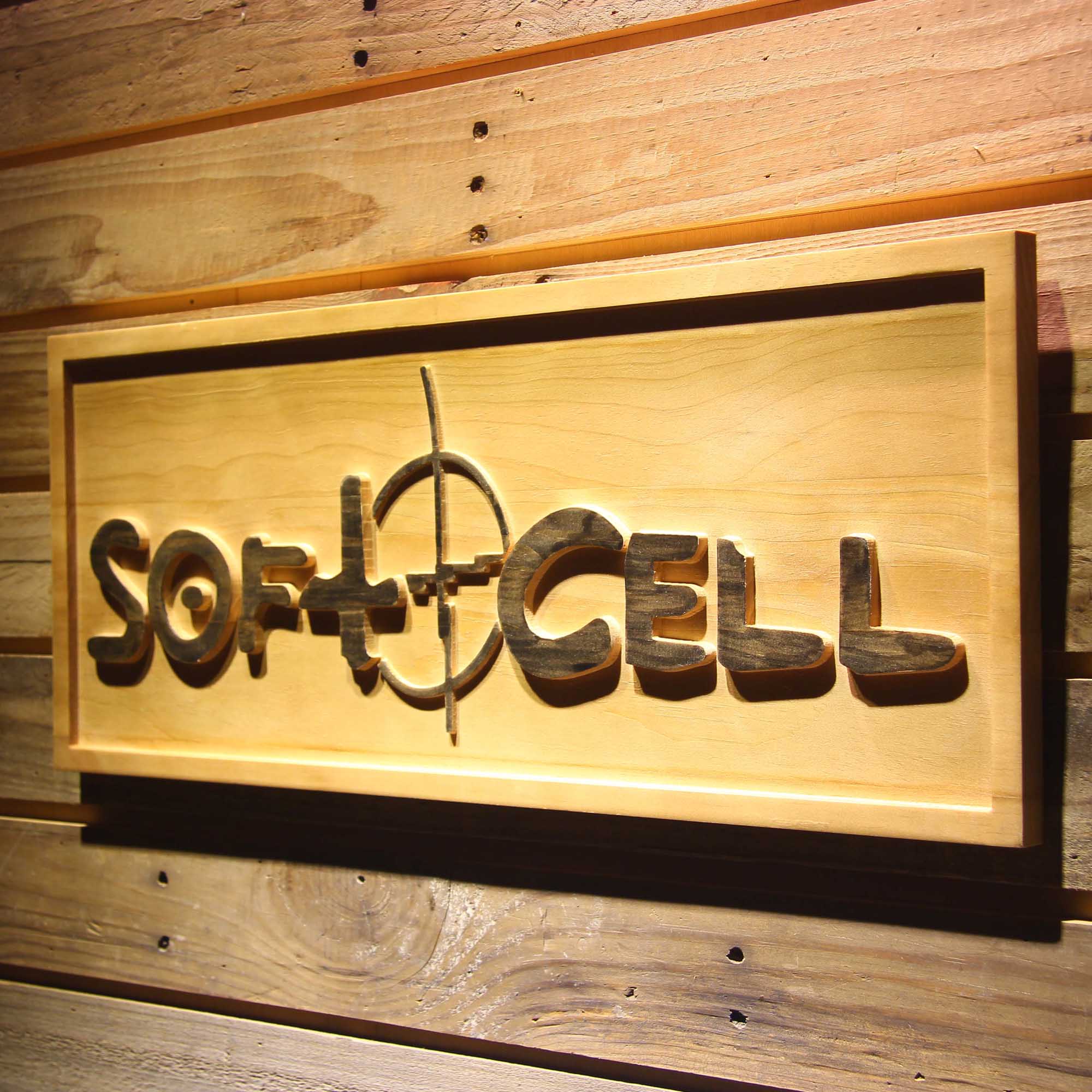 Soft Cell 3D Wooden Engrave Sign