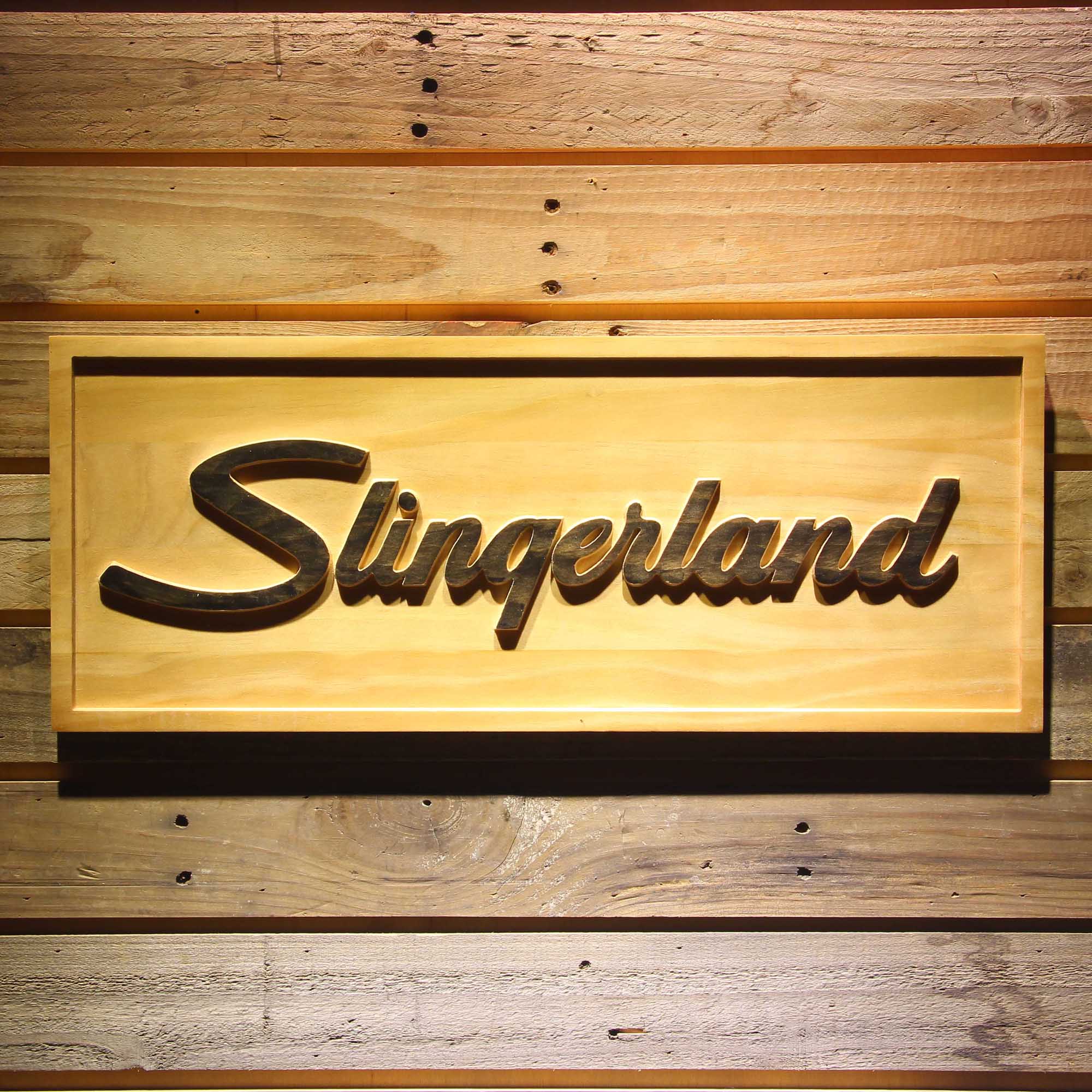 Slingerland Percussion Drums 3D Wooden Engrave Sign