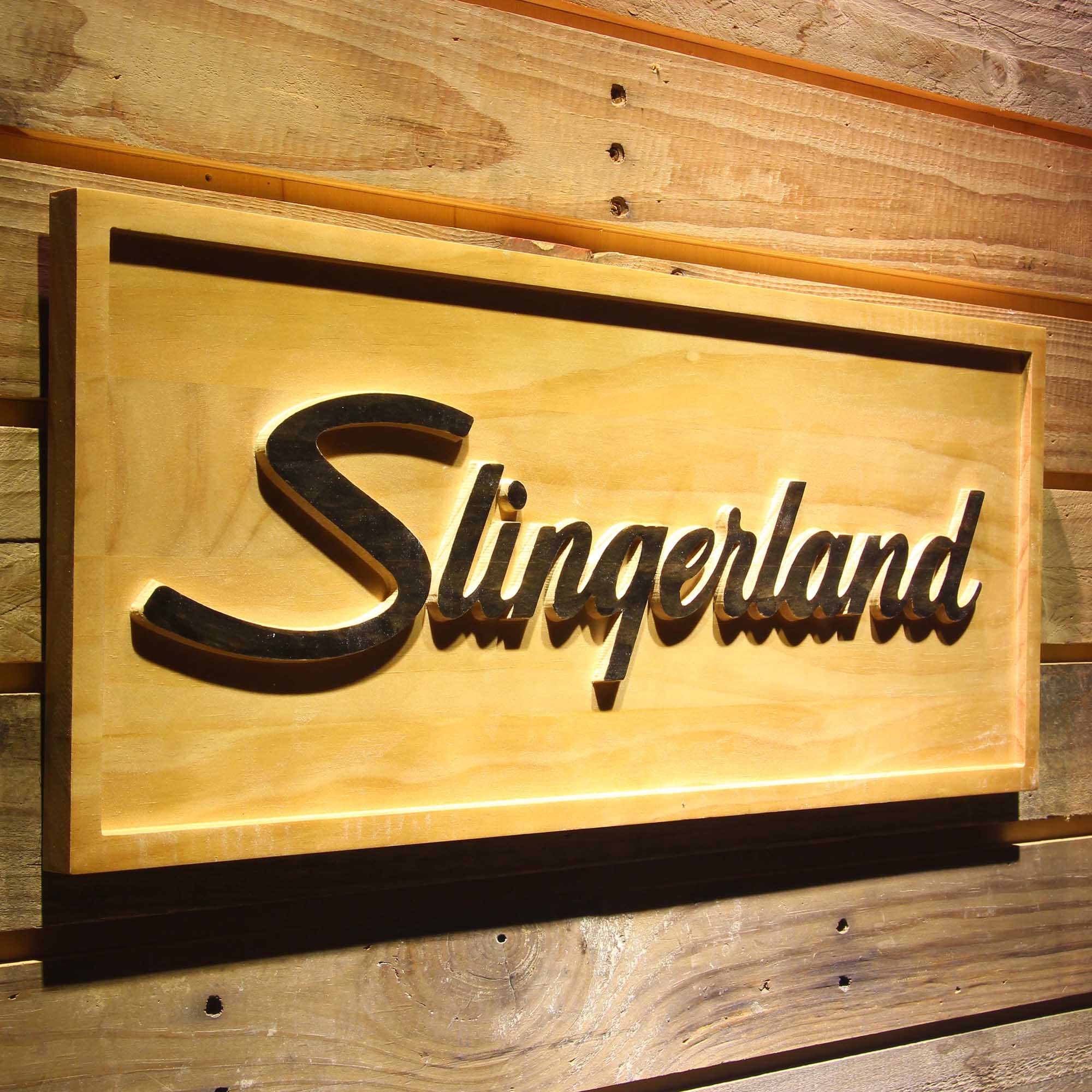 Slingerland Percussion Drums 3D Wooden Engrave Sign