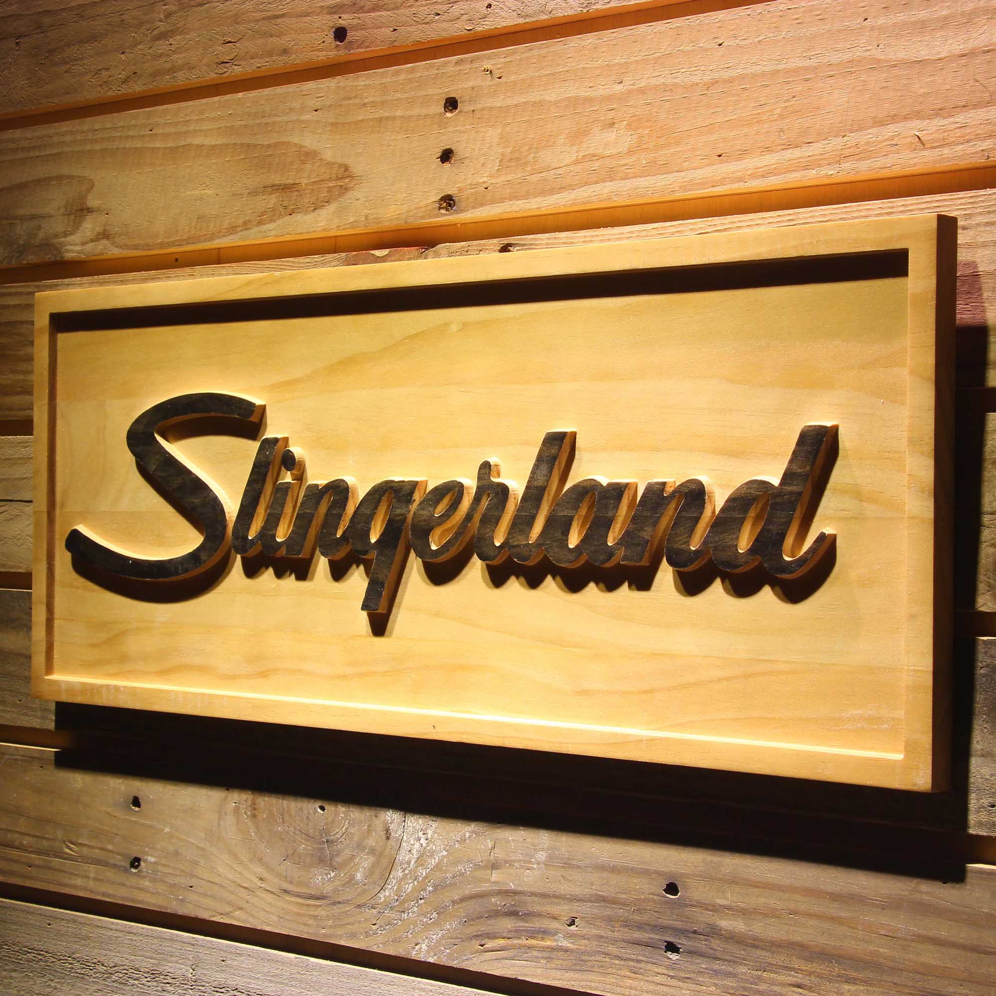 Slingerland Percussion Drums 3D Wooden Engrave Sign