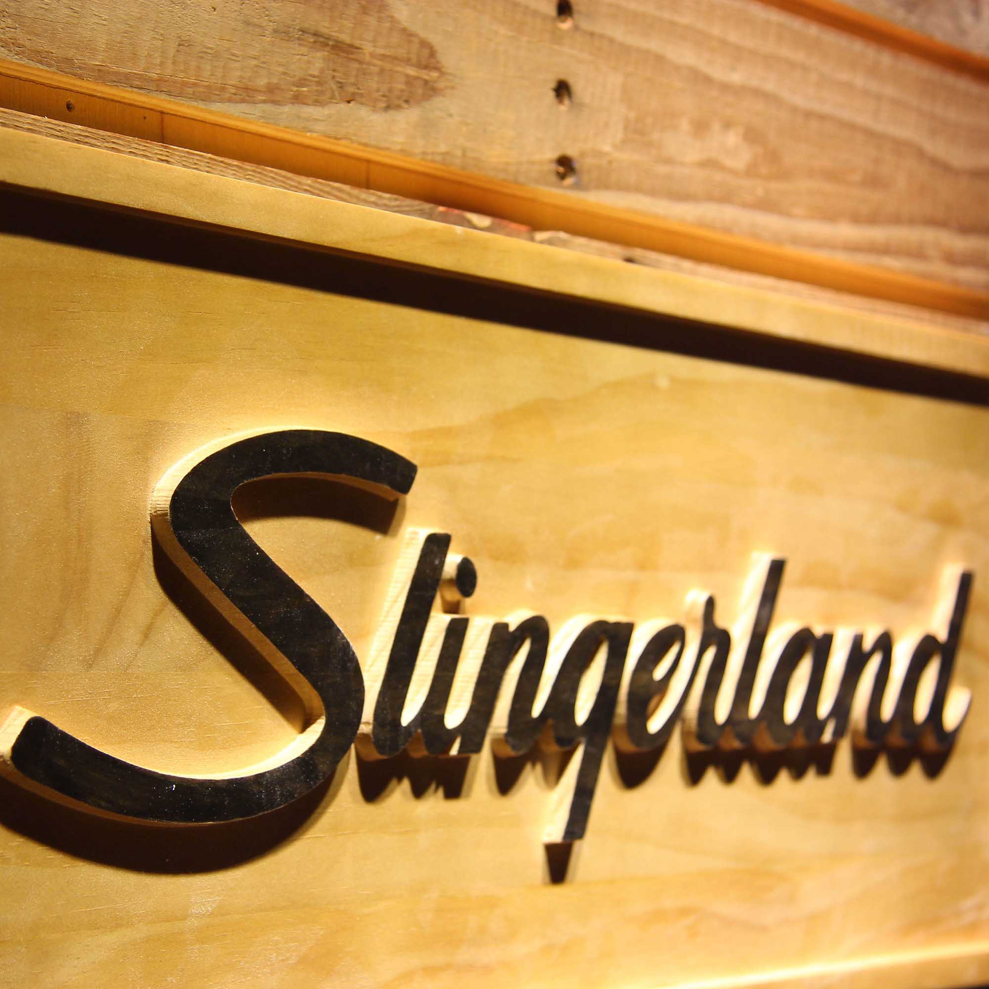 Slingerland Percussion Drums 3D Wooden Engrave Sign