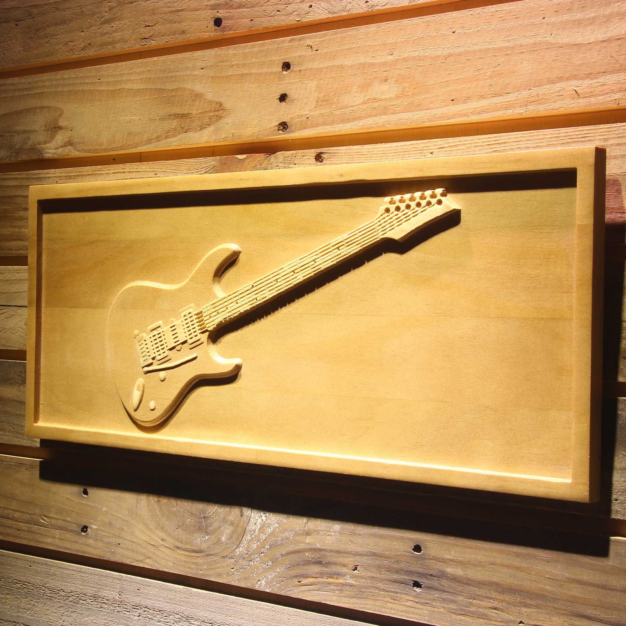 Fender Stratocaster Guitars 3D Wooden Engrave Sign