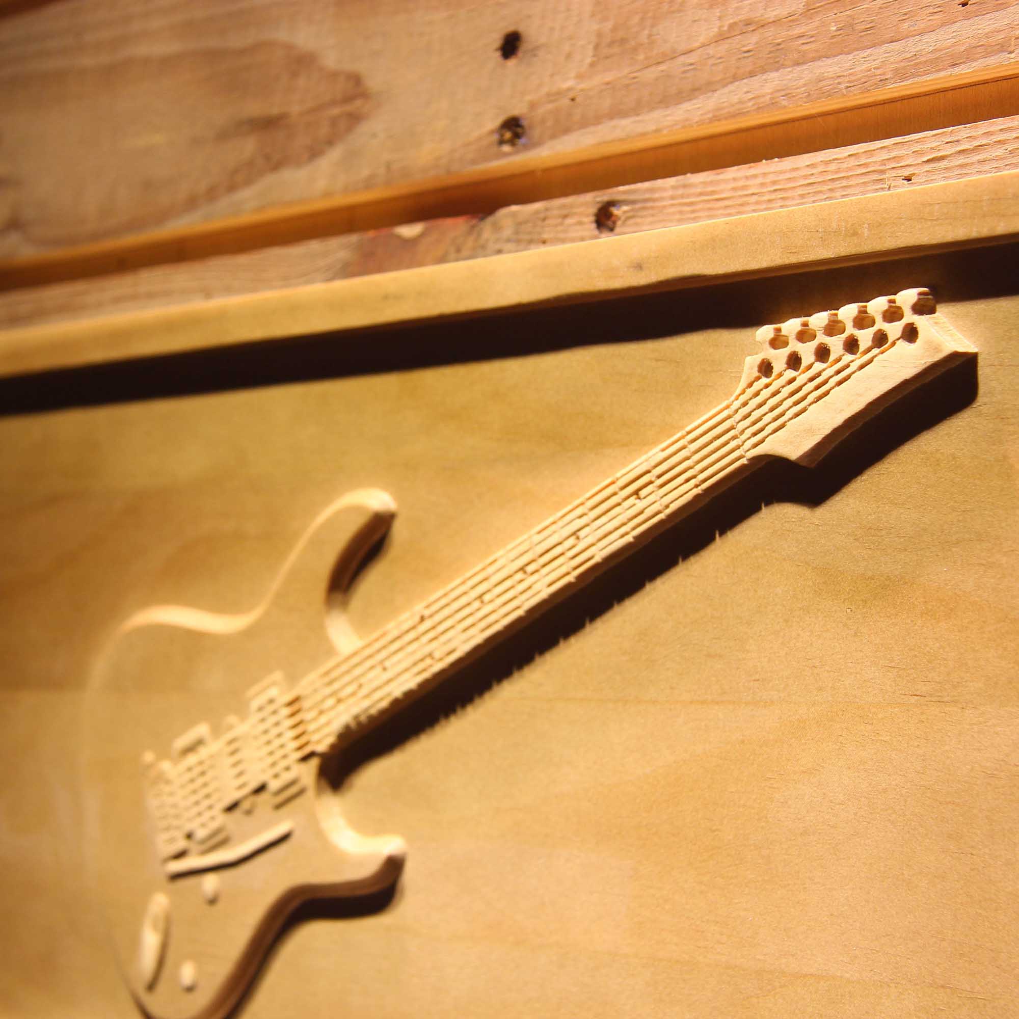 Fender Stratocaster Guitars 3D Wooden Engrave Sign
