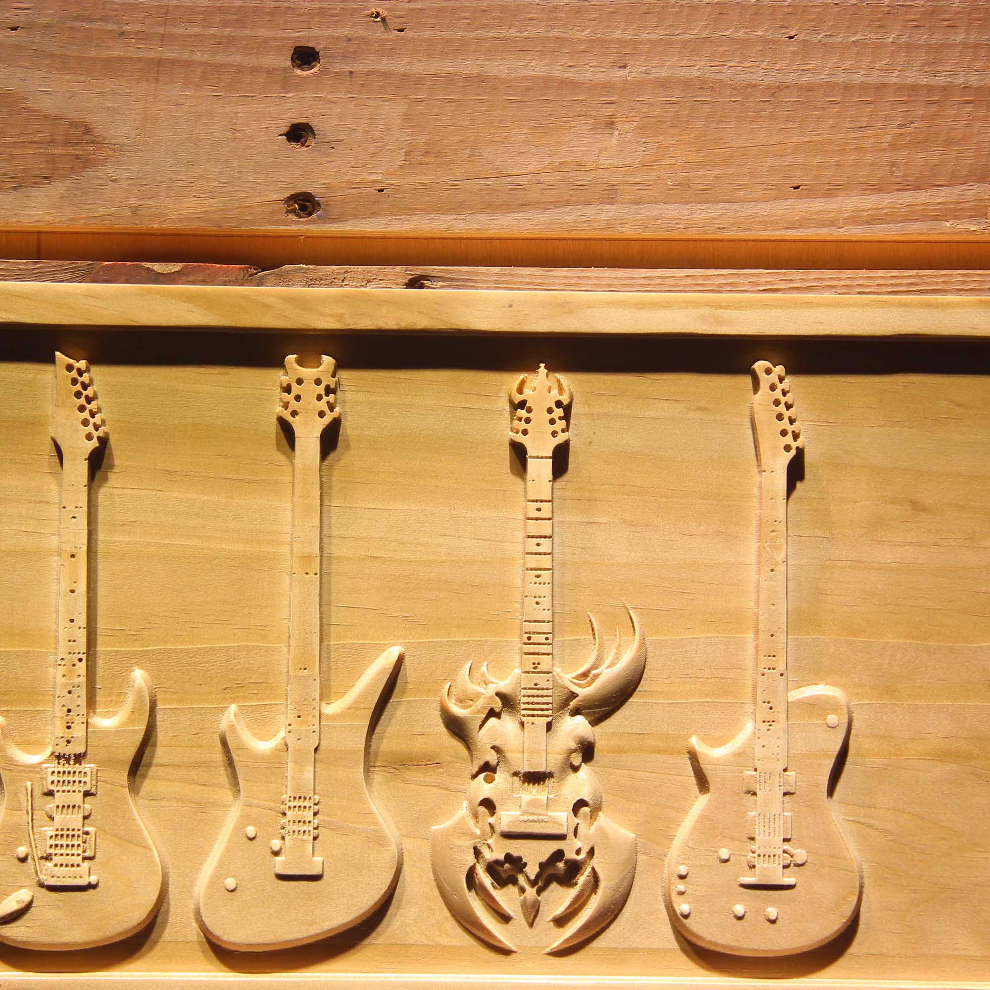 Guitar Weapons 3D Wooden Engrave Sign