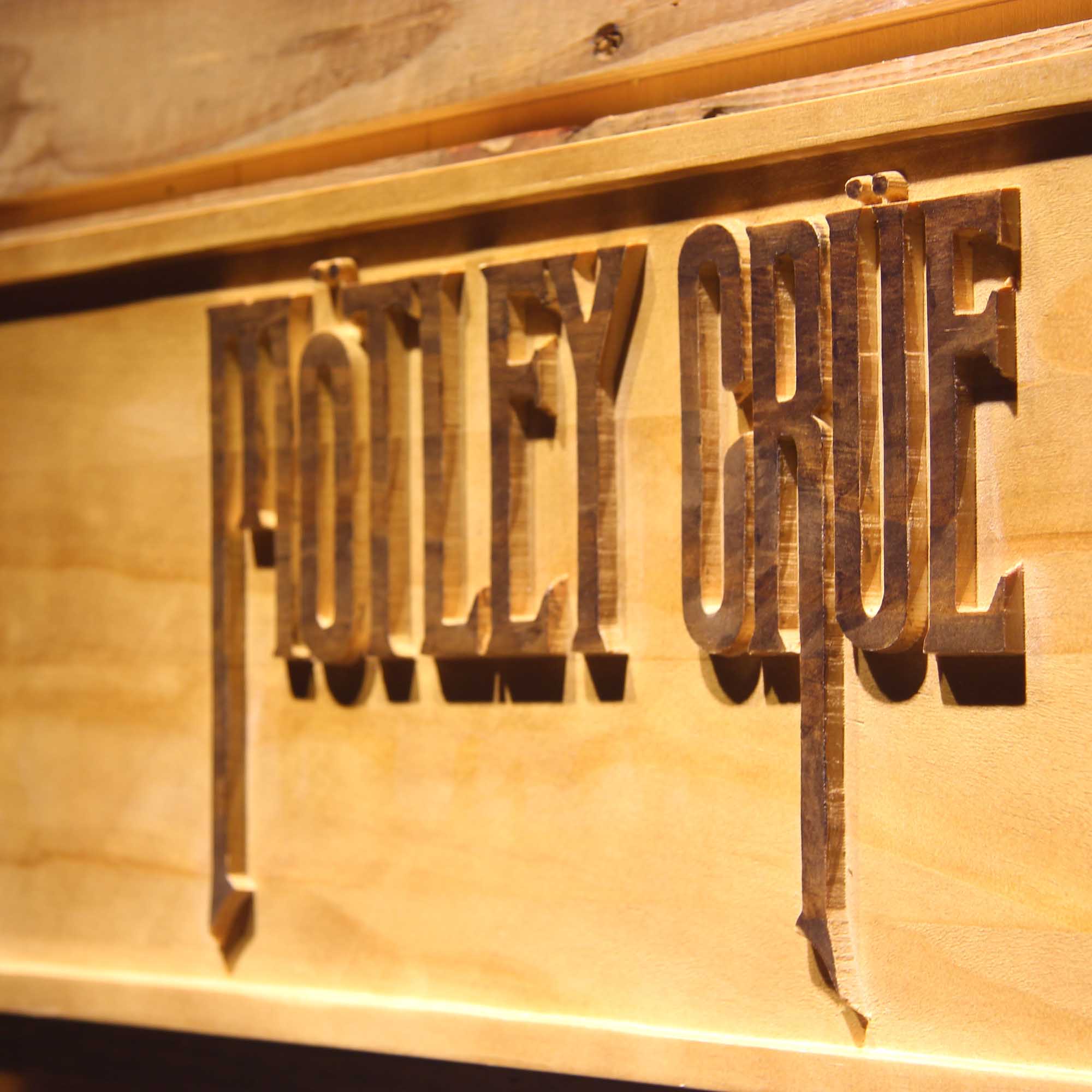 Motley Crue 3D Wooden Engrave Sign