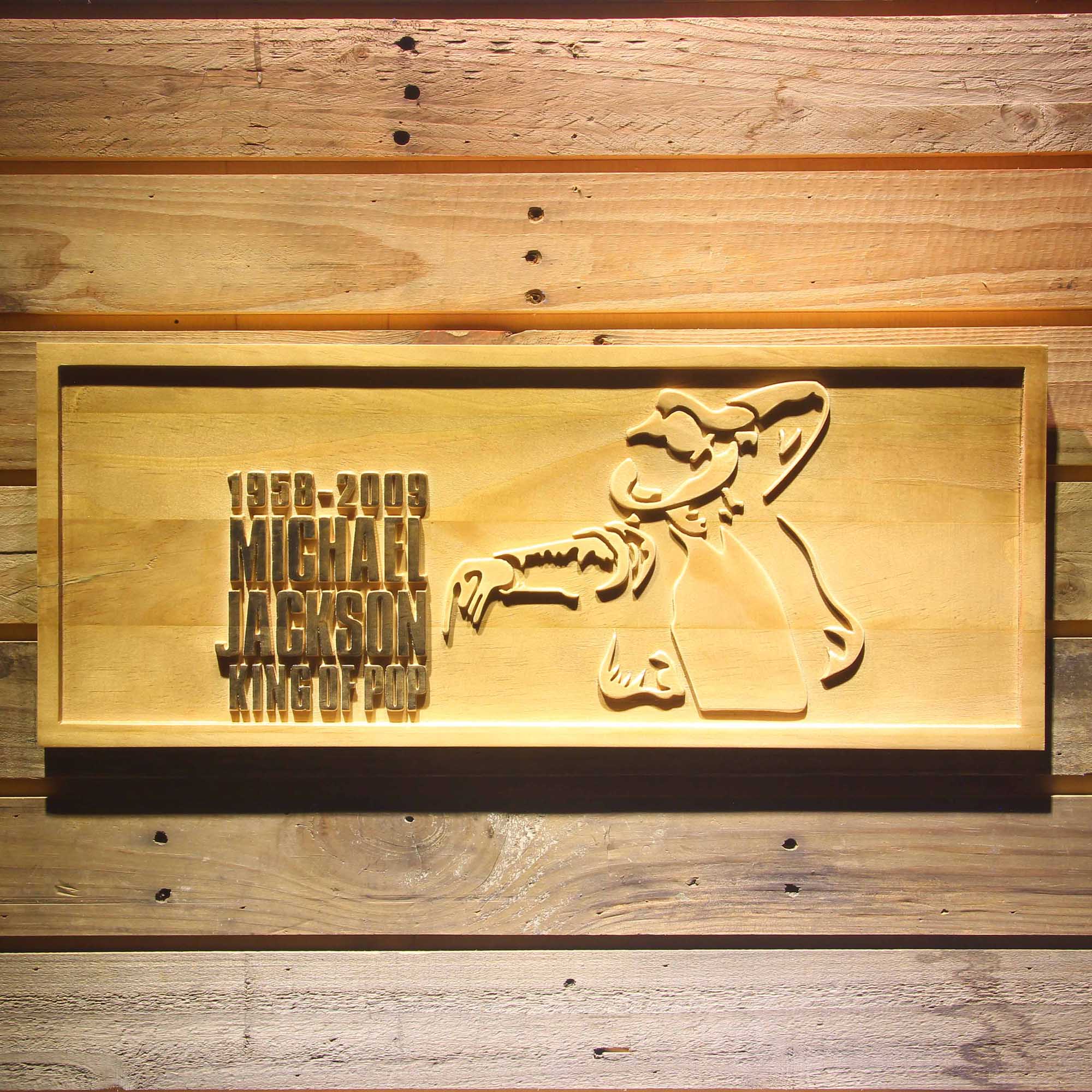 Michael Jackson King of Pop 3D Wooden Engrave Sign