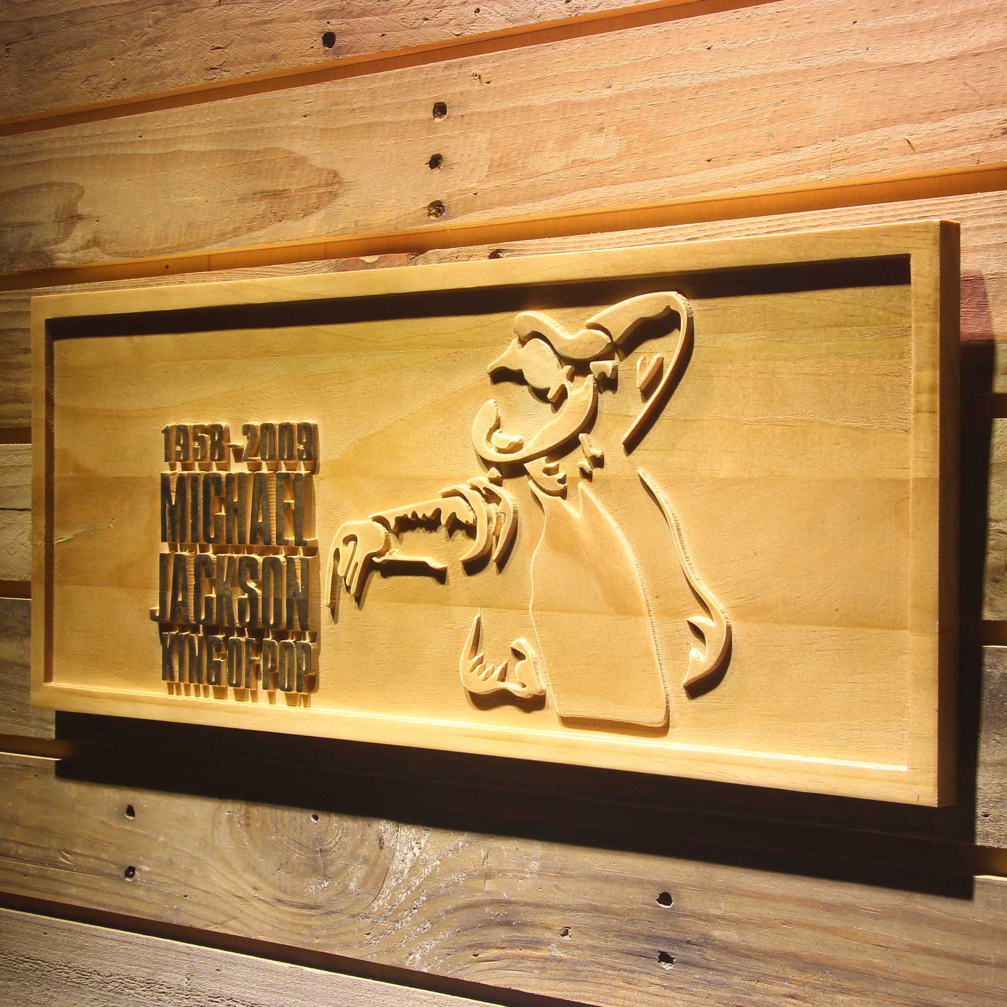 Michael Jackson King of Pop 3D Wooden Engrave Sign