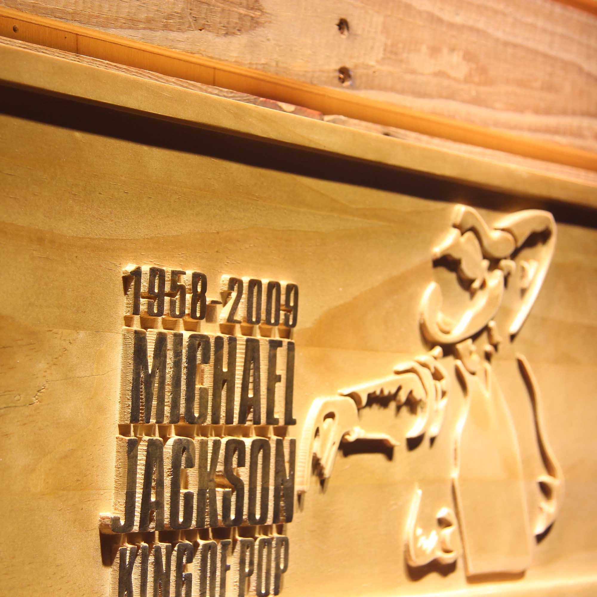 Michael Jackson King of Pop 3D Wooden Engrave Sign