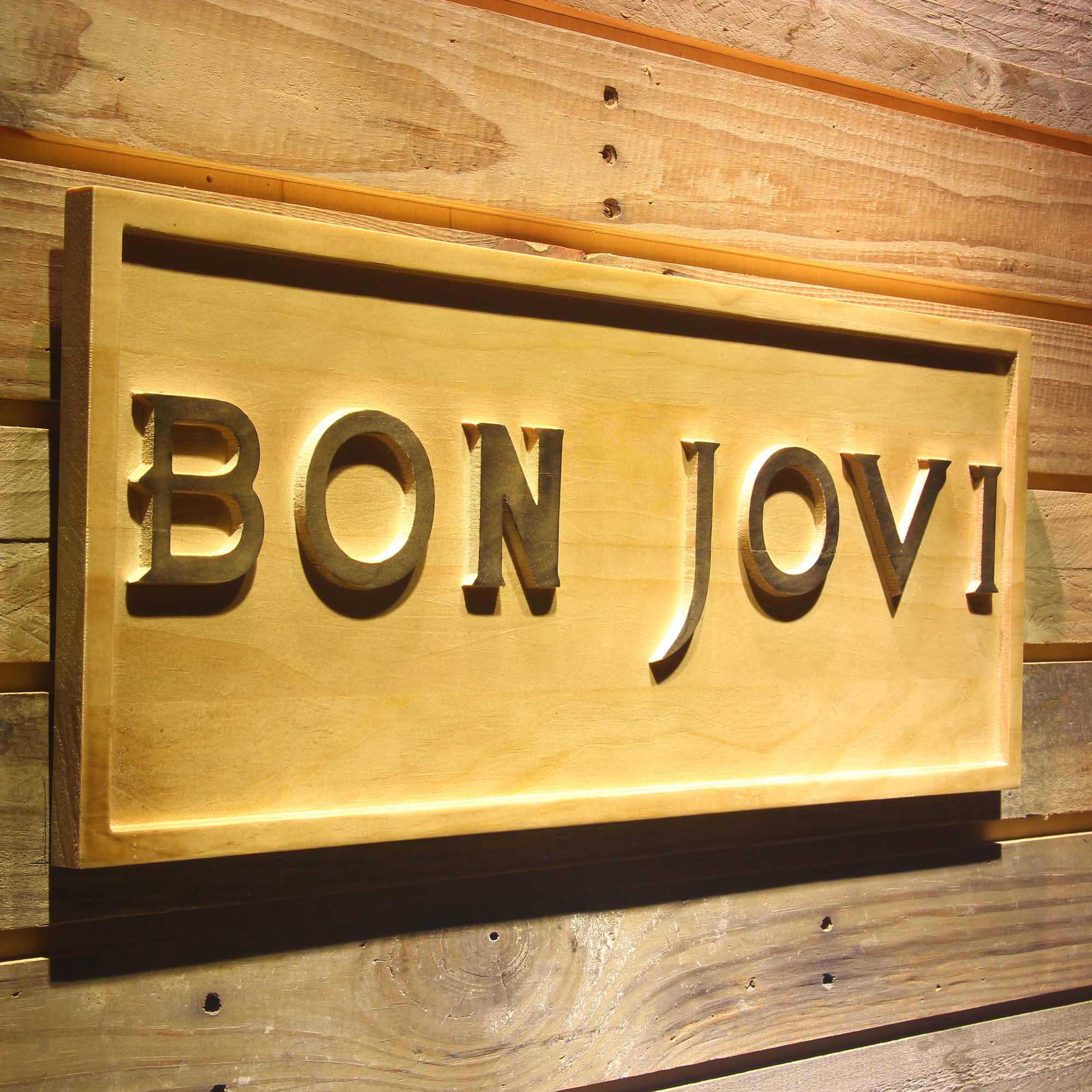 Bon Jovi 3D Wooden Engrave Sign