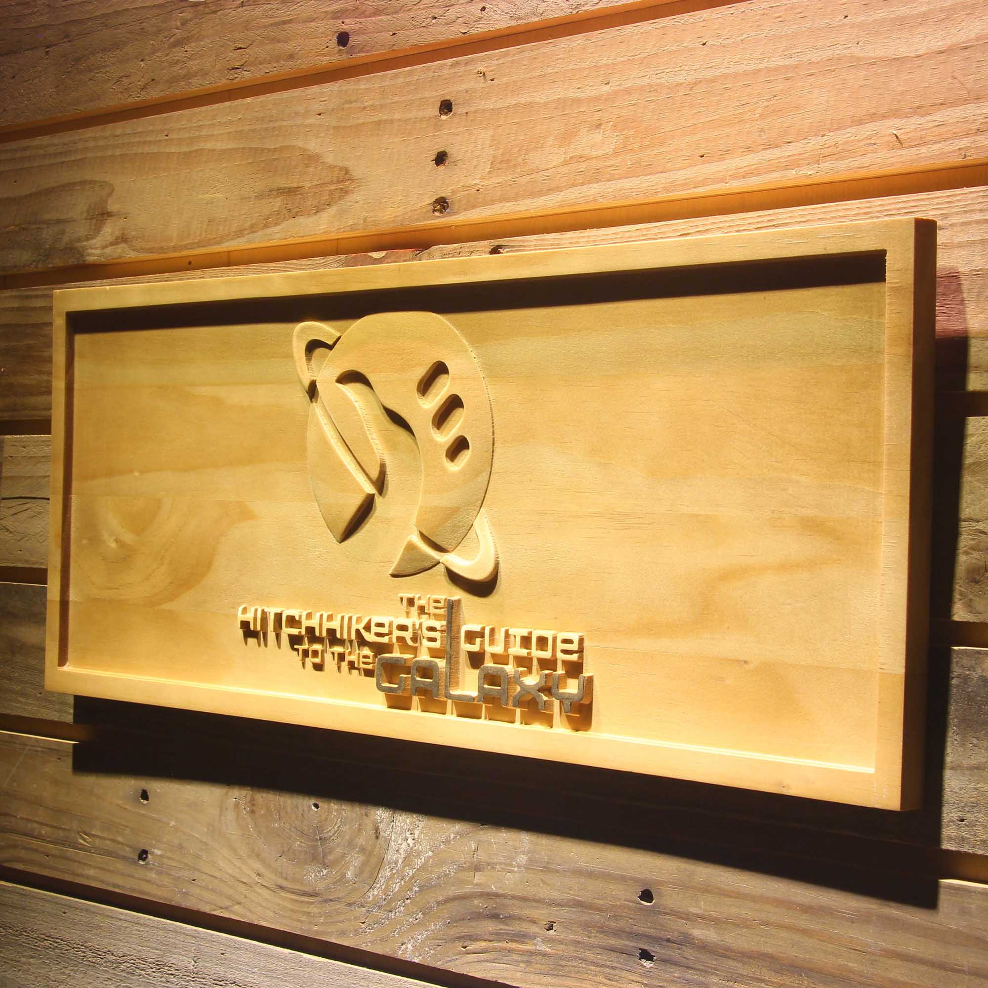 The Hitchhiker's Guide To The Galaxy 3D Wooden Engrave Sign