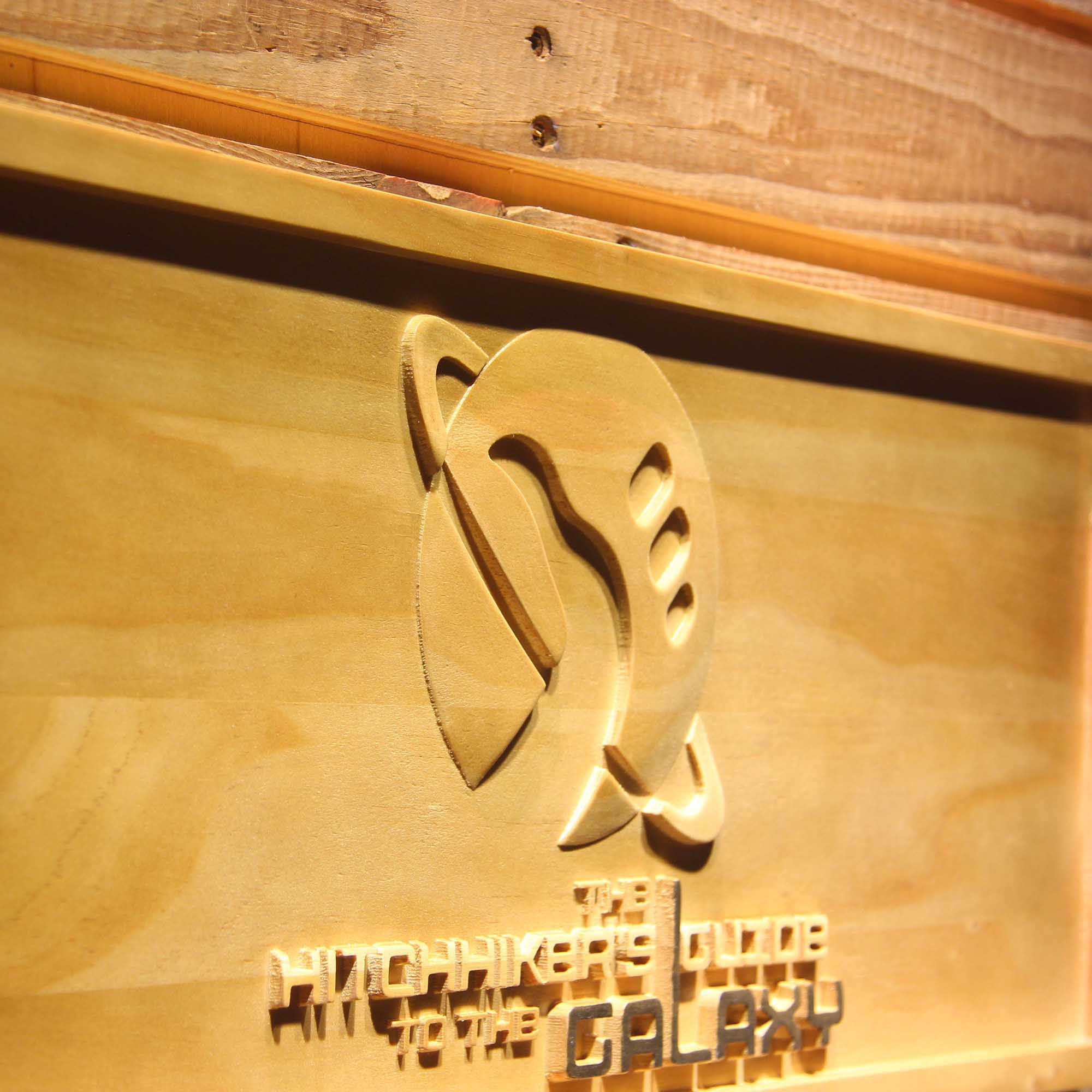 The Hitchhiker's Guide To The Galaxy 3D Wooden Engrave Sign