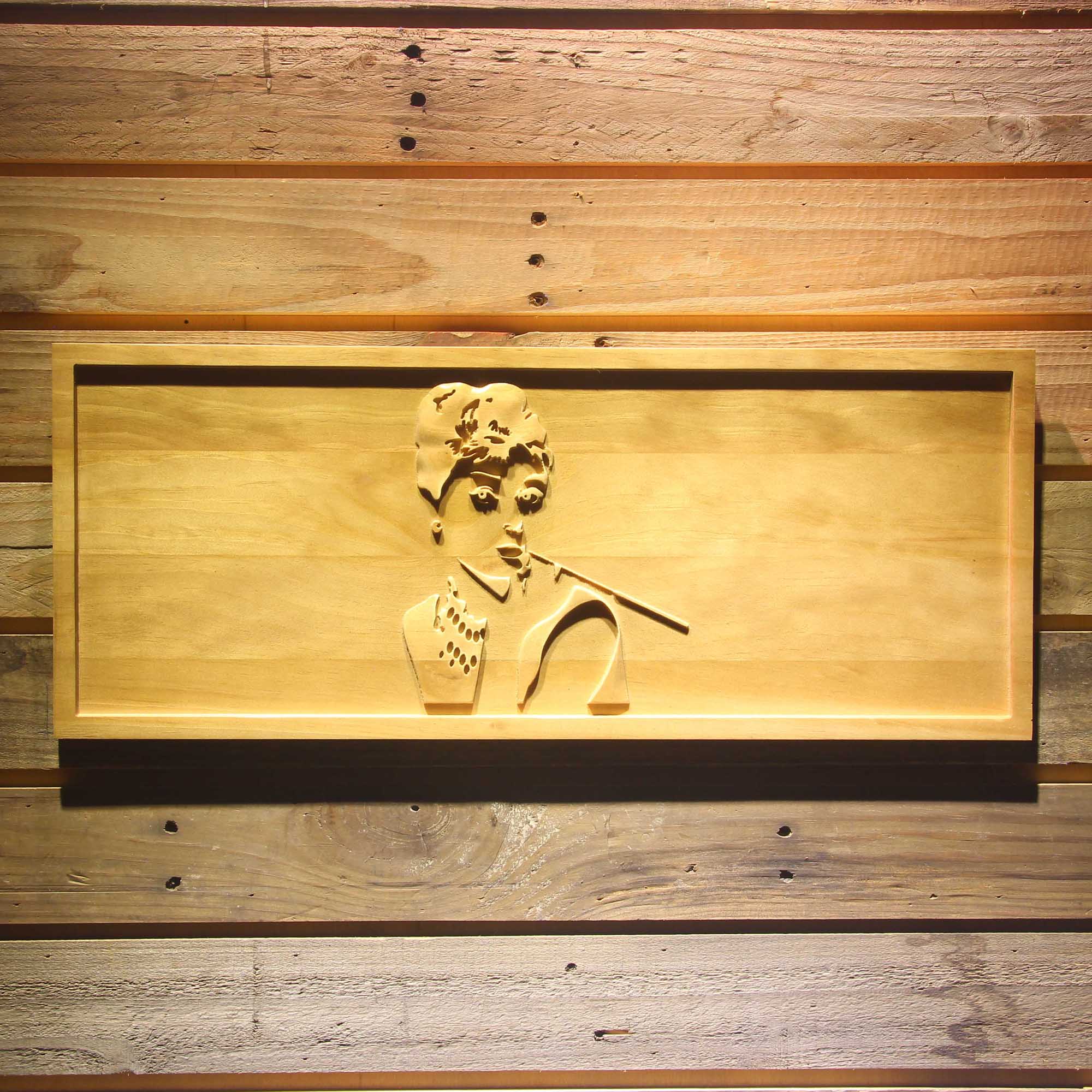 Audrey Hepburn Artist 3D Wooden Engrave Sign