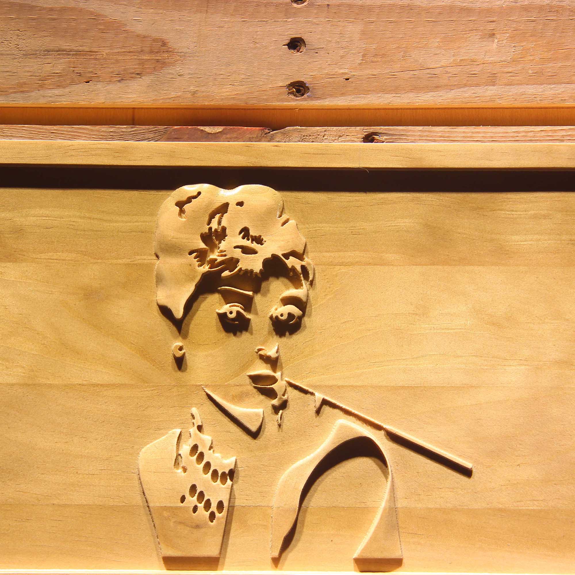 Audrey Hepburn Artist 3D Wooden Engrave Sign