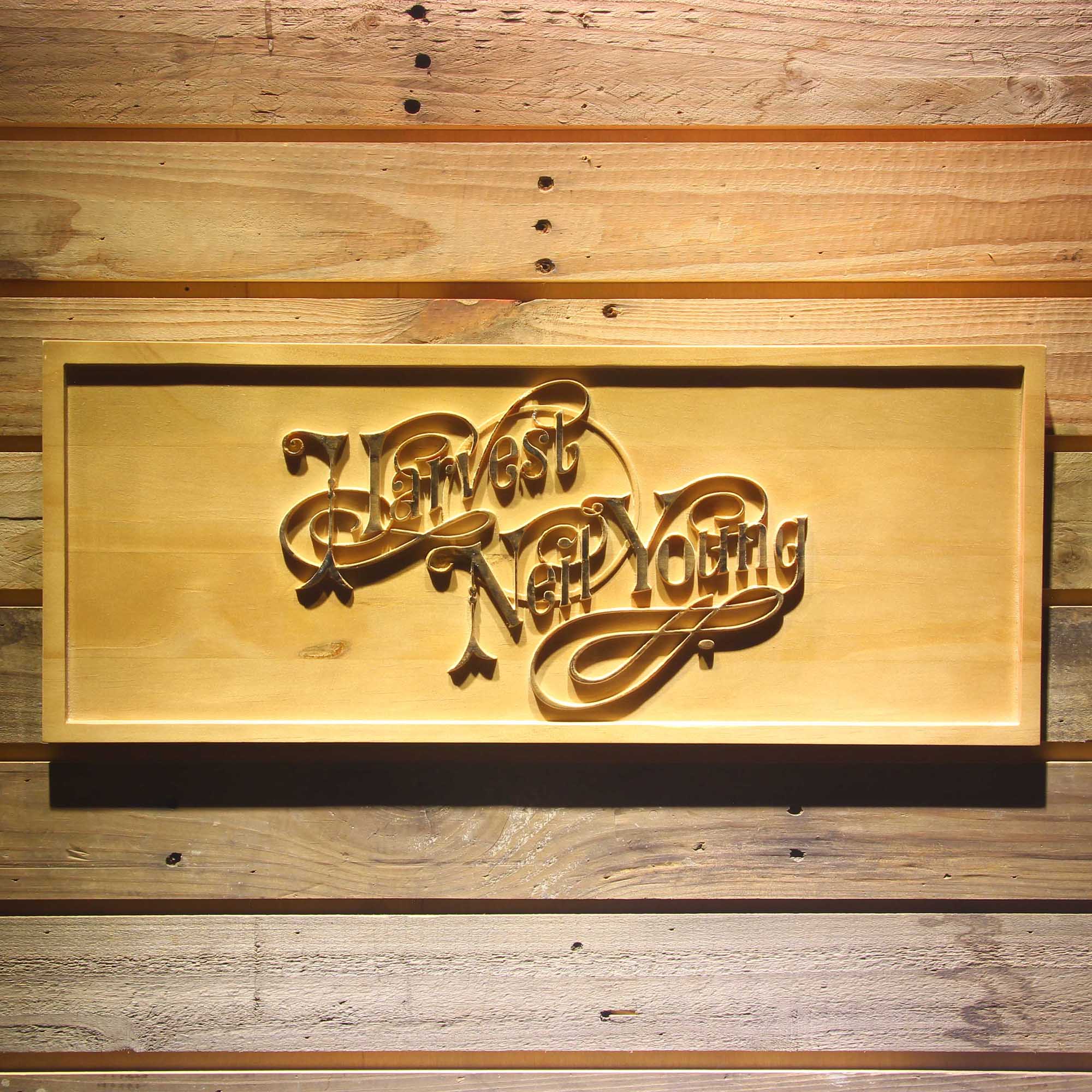 Neil Young Harvest 3D Wooden Engrave Sign