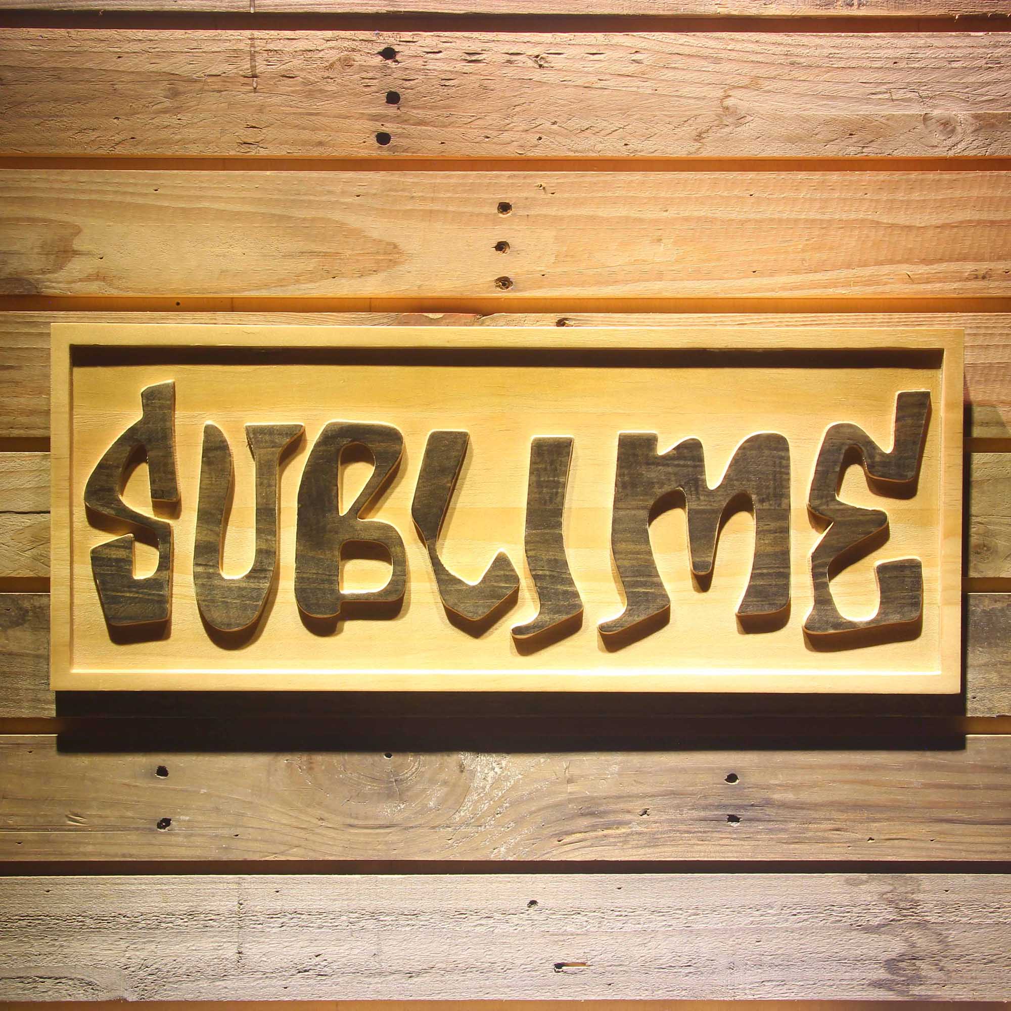 Sublime Band 3D Wooden Engrave Sign