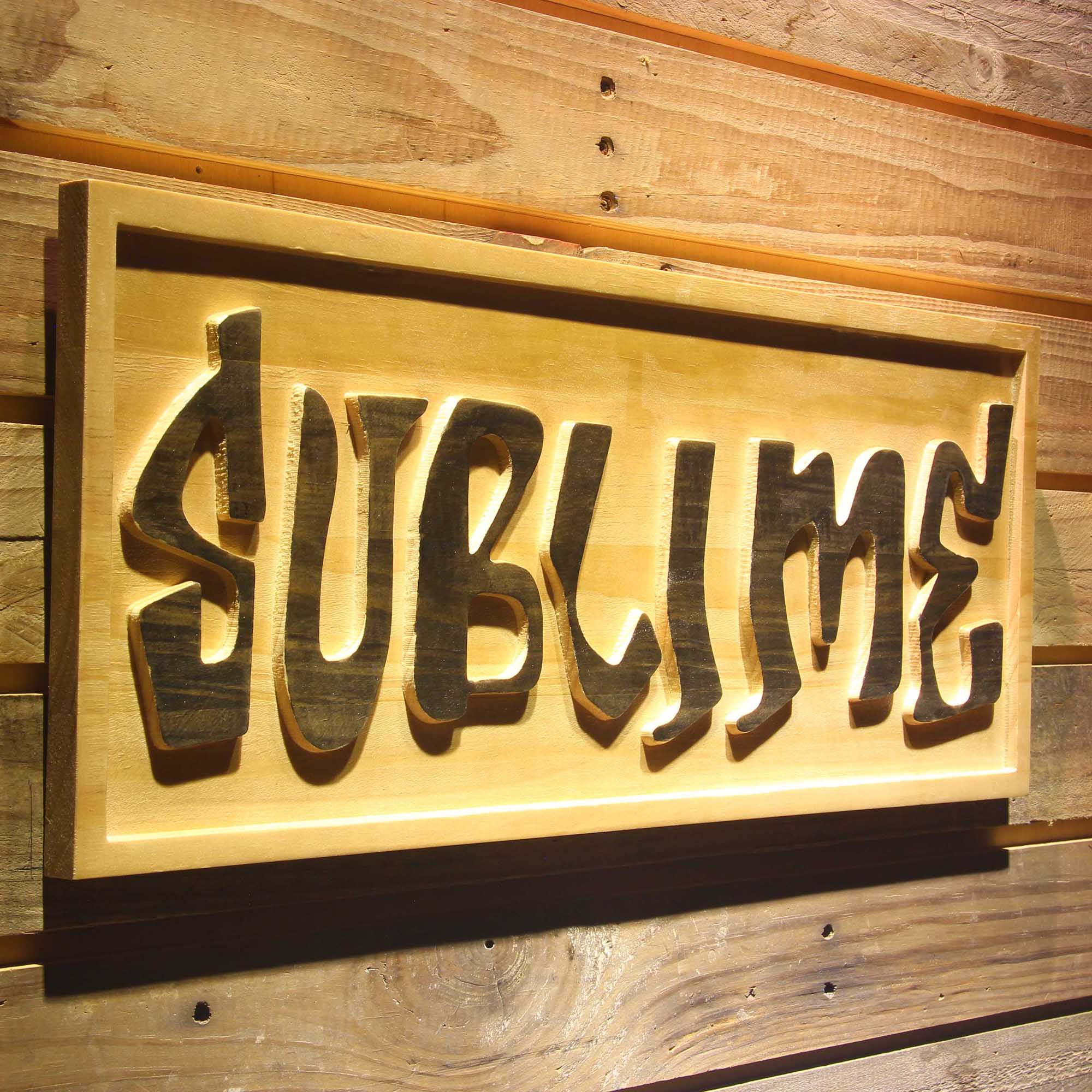 Sublime Band 3D Wooden Engrave Sign