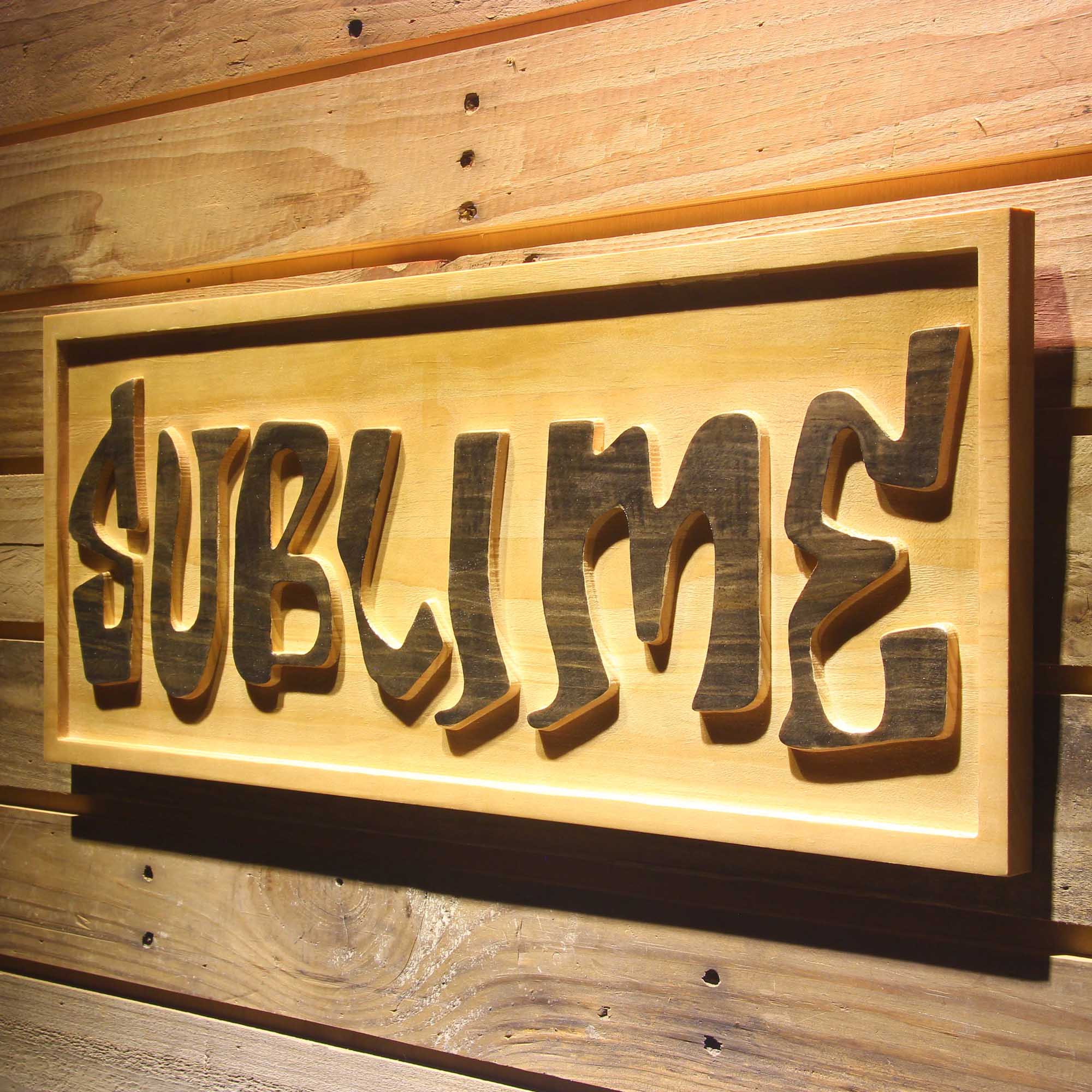 Sublime Band 3D Wooden Engrave Sign