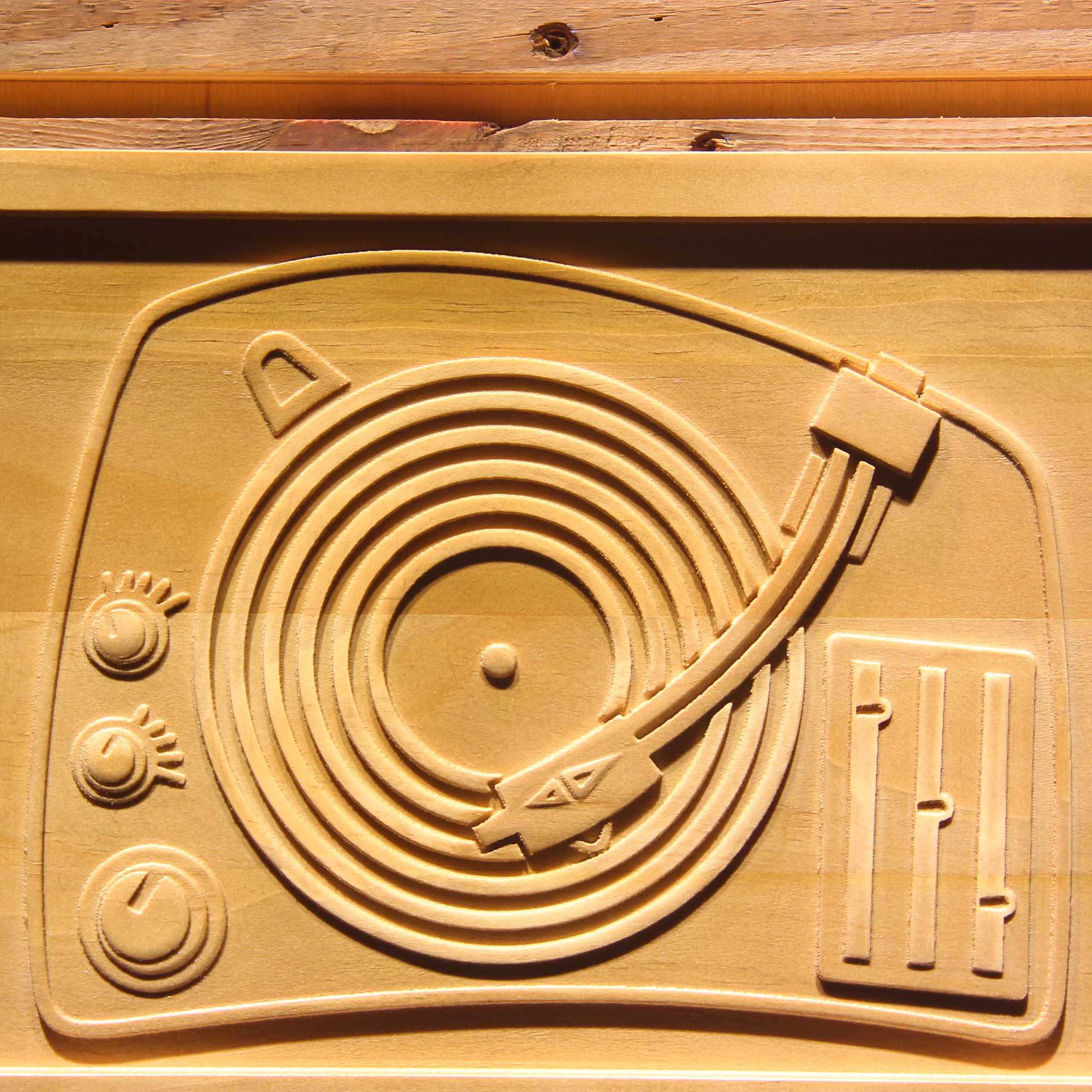 DJ Turntable Music 3D Wooden Engrave Sign