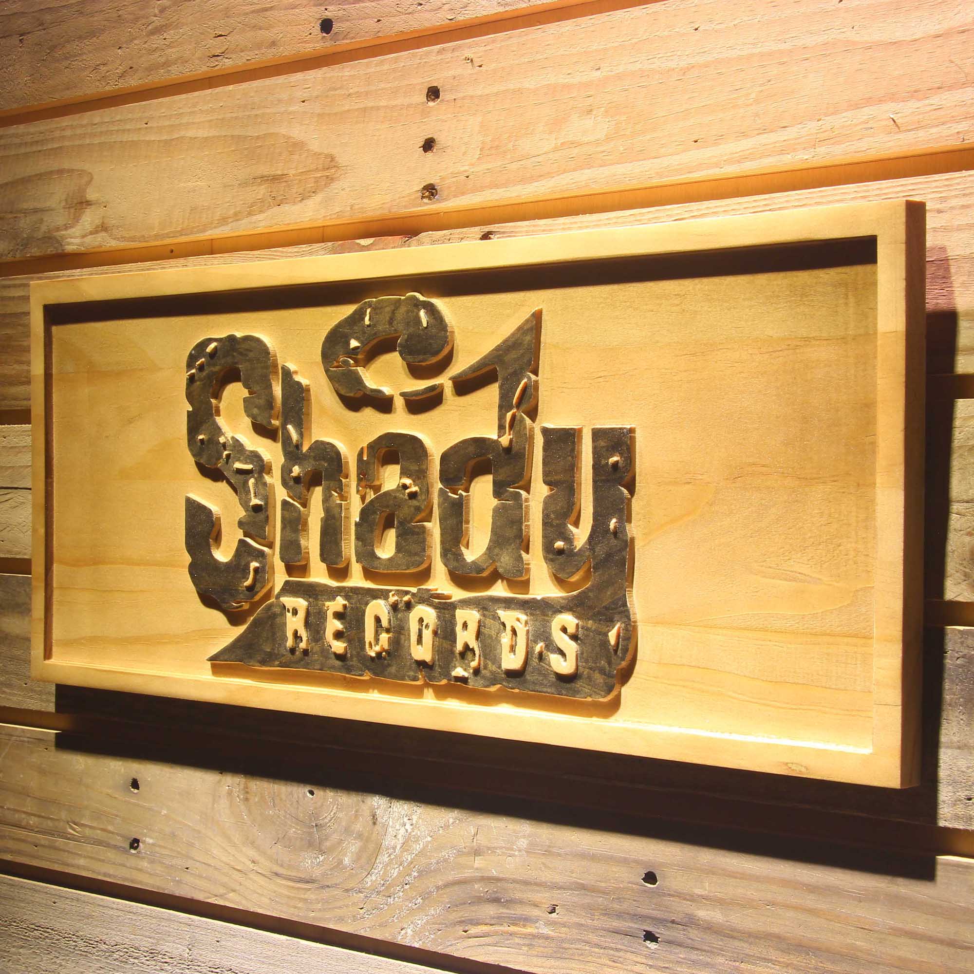 Shady Records American Record Label 3D Wooden Engrave Sign