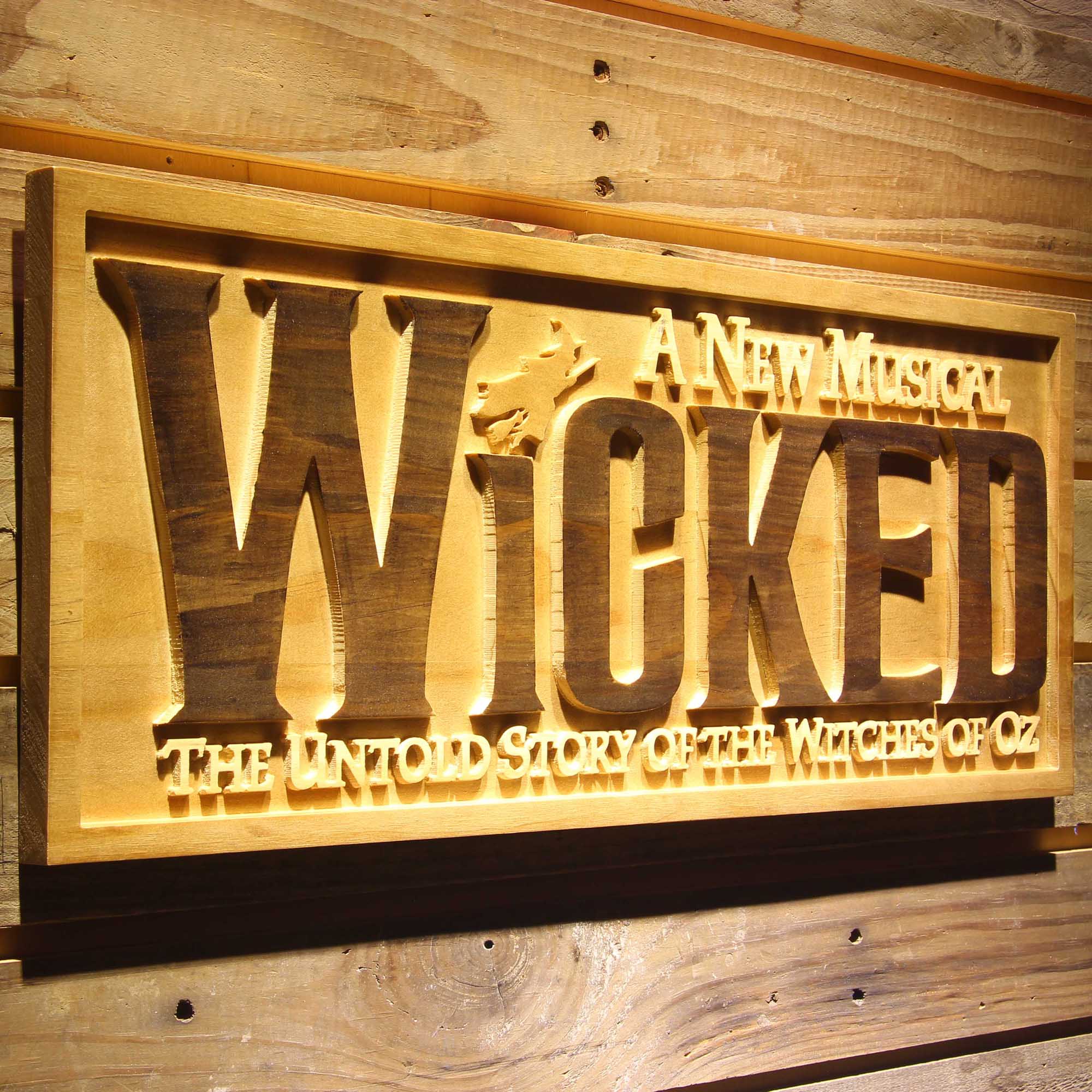 Wicked The Musical 3D Wooden Engrave Sign