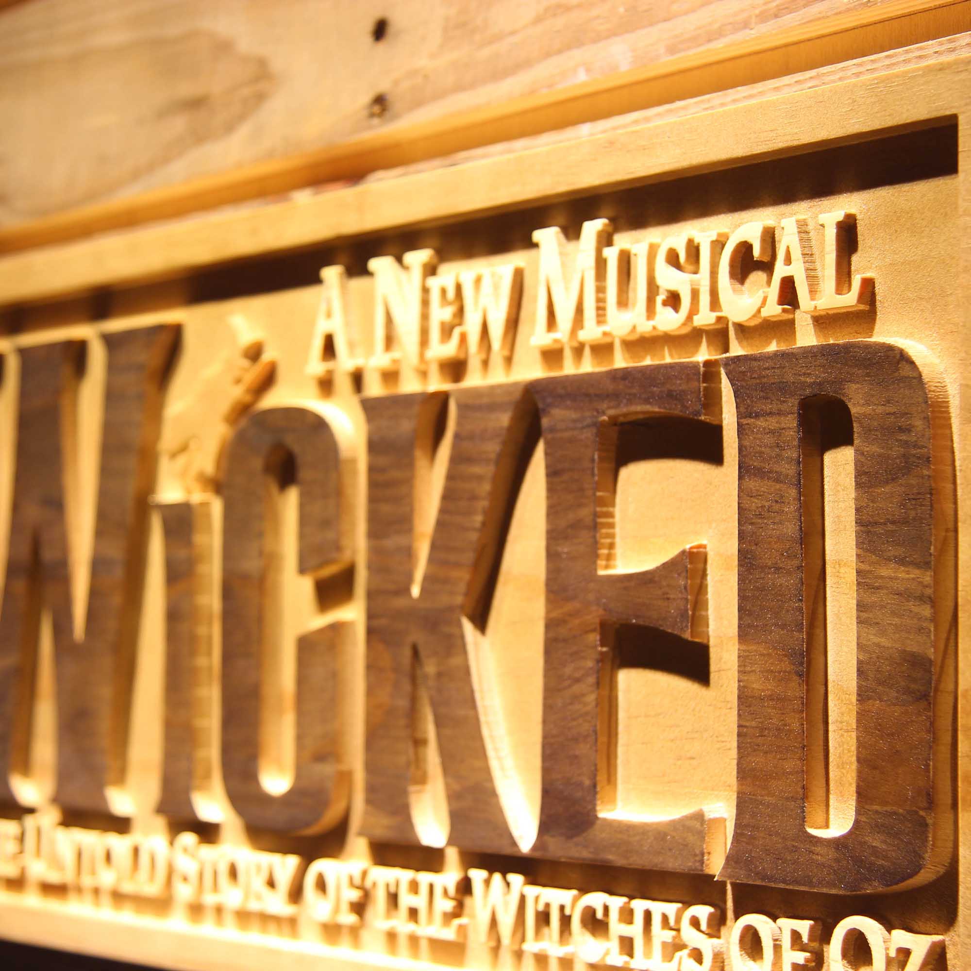 Wicked The Musical 3D Wooden Engrave Sign